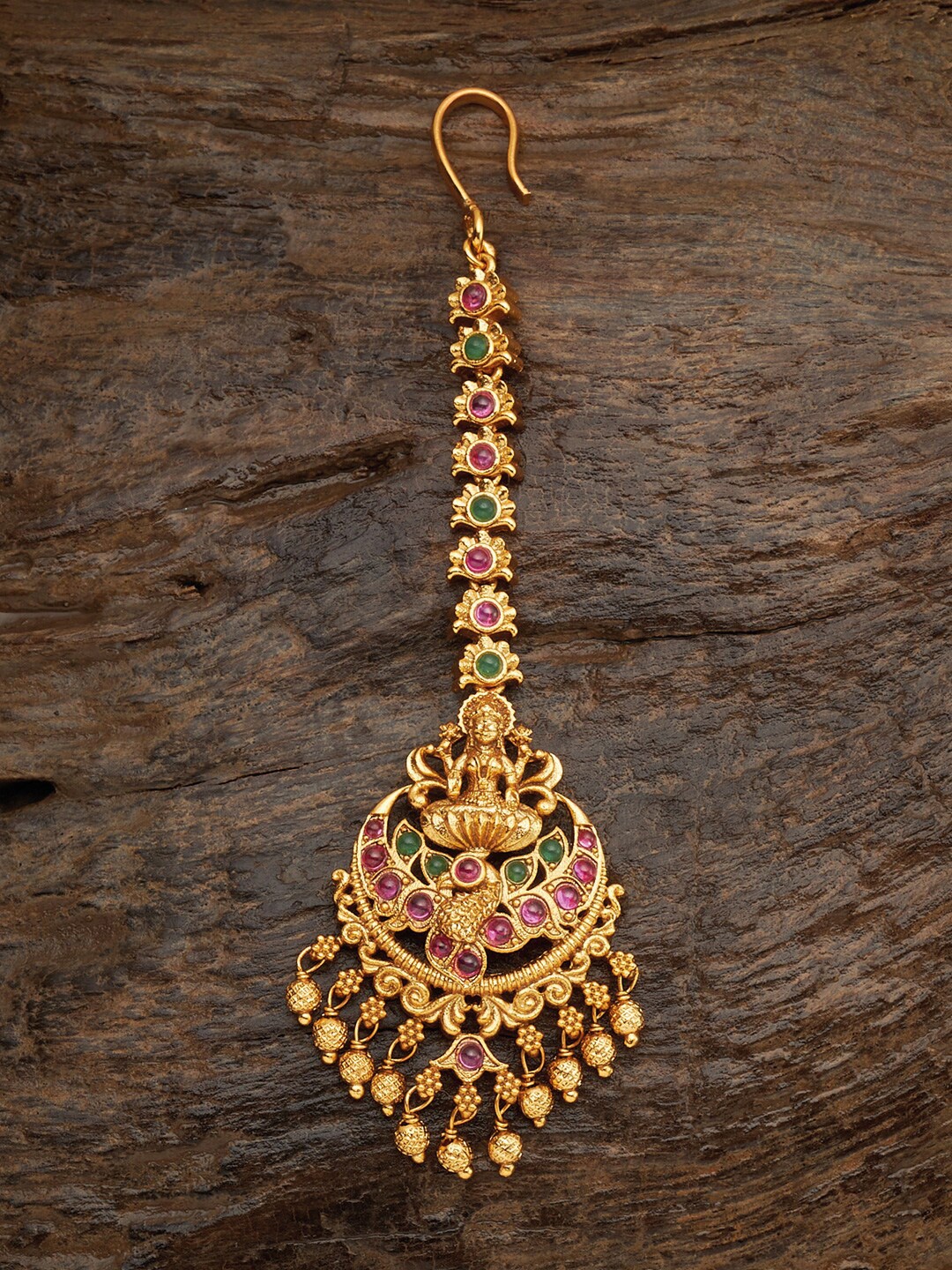 

Kushal's Fashion Jewellery Gold-Toned Red Stone Studded Maang Tikka