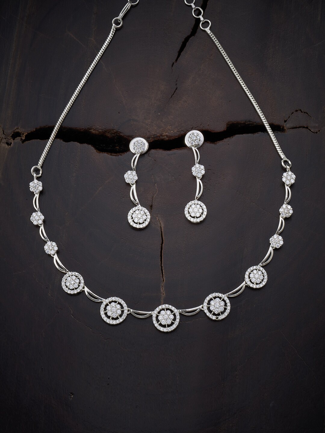 

Kushal's Fashion Jewellery Silver-Toned & White Rhodium-Plated Jewellery Set