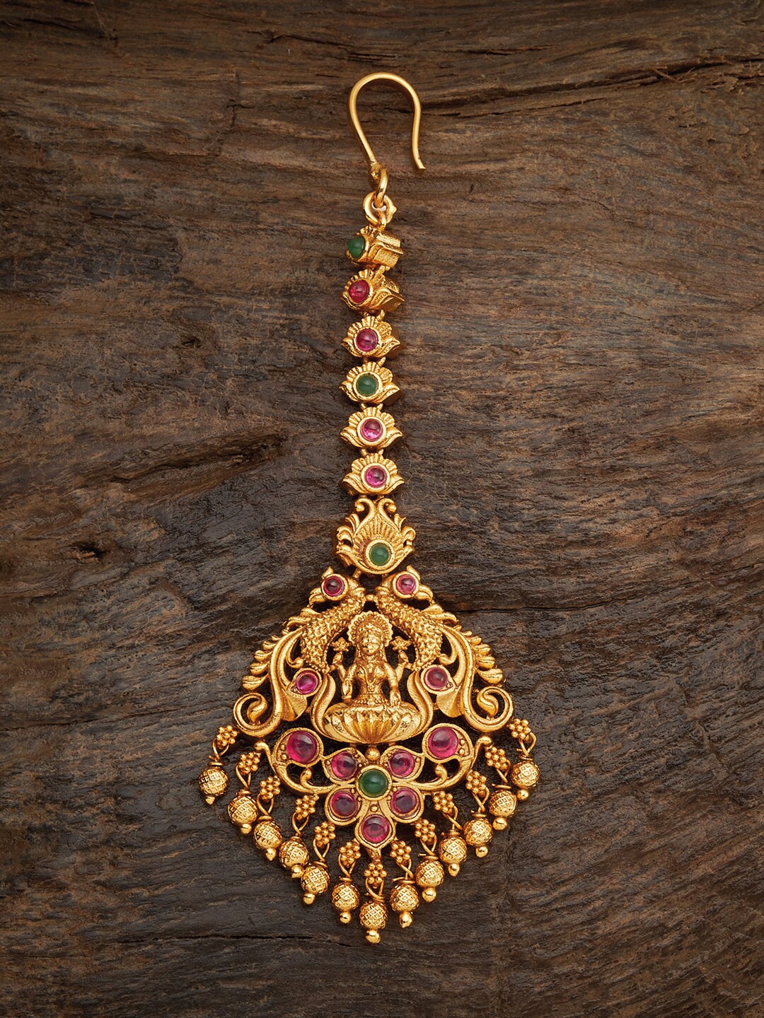 

Kushal's Fashion Jewellery Women Red & Green Embellished Bridal Maang Tikka