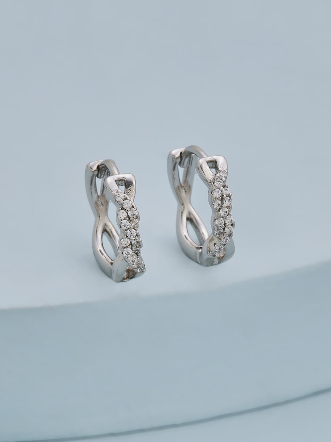 

Kushal's Fashion Jewellery White & Rhodium Plated Circular Studs