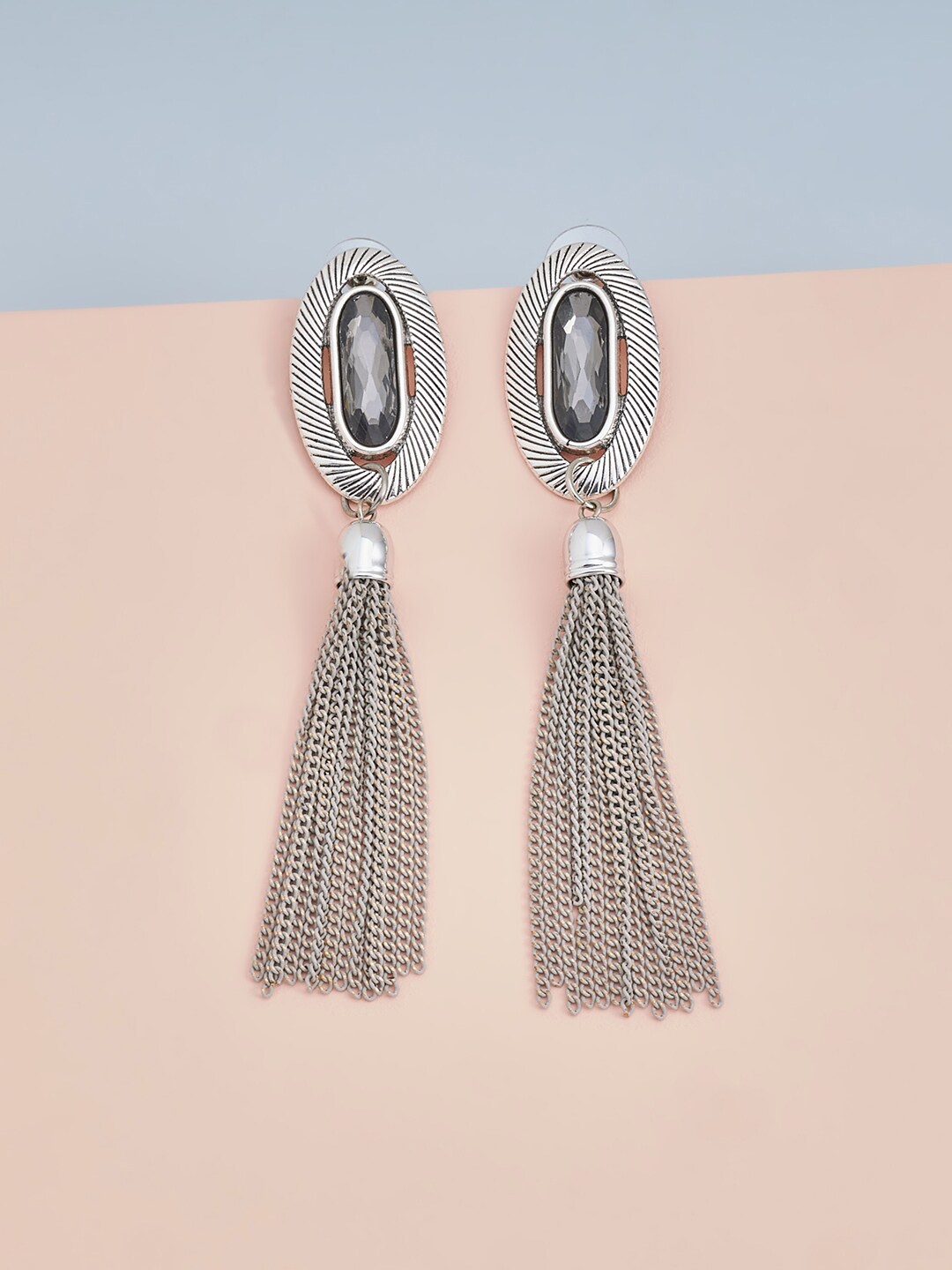 

Kushal's Fashion Jewellery Silver-Toned & Grey Contemporary Drop Earrings