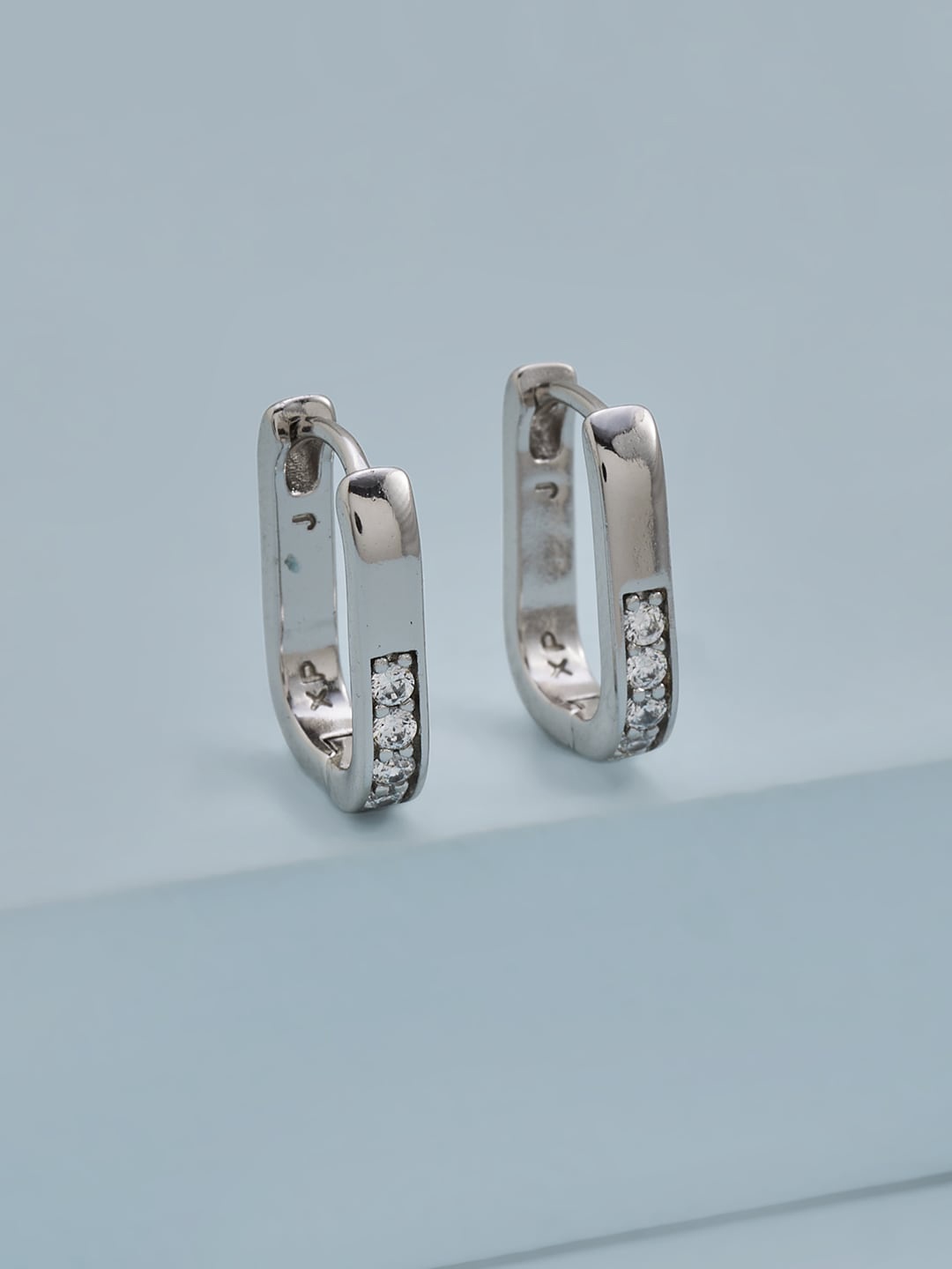 

Kushal's Fashion Jewellery White Square Hoop Earrings