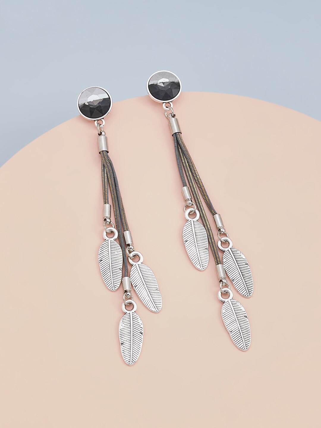 

Kushal's Fashion Jewellery Grey Rhodium-Plated Contemporary Drop Earrings