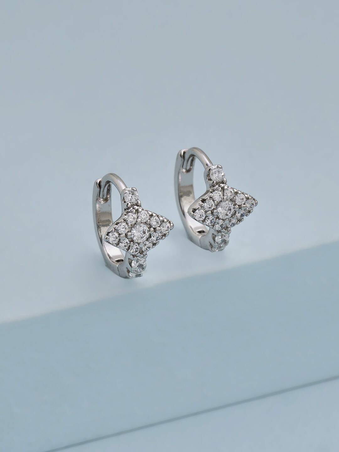 

Kushal's Fashion Jewellery White Triangular Studs Earrings
