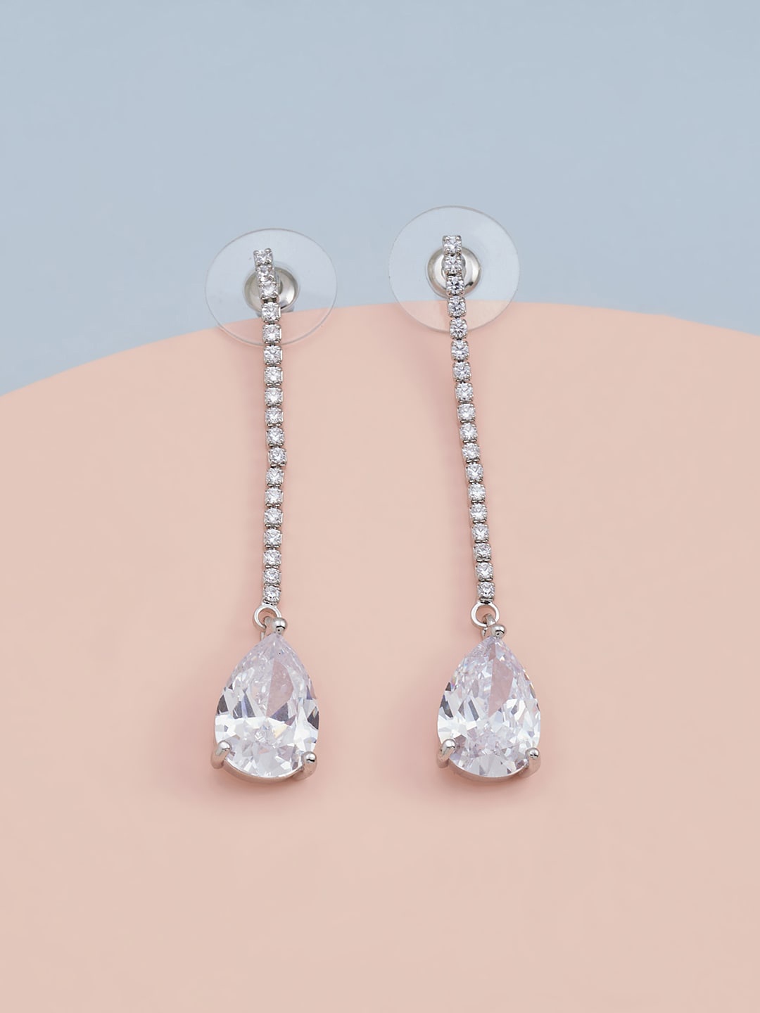 

Kushal's Fashion Jewellery White & Rhodium Plated Contemporary Drop Earrings
