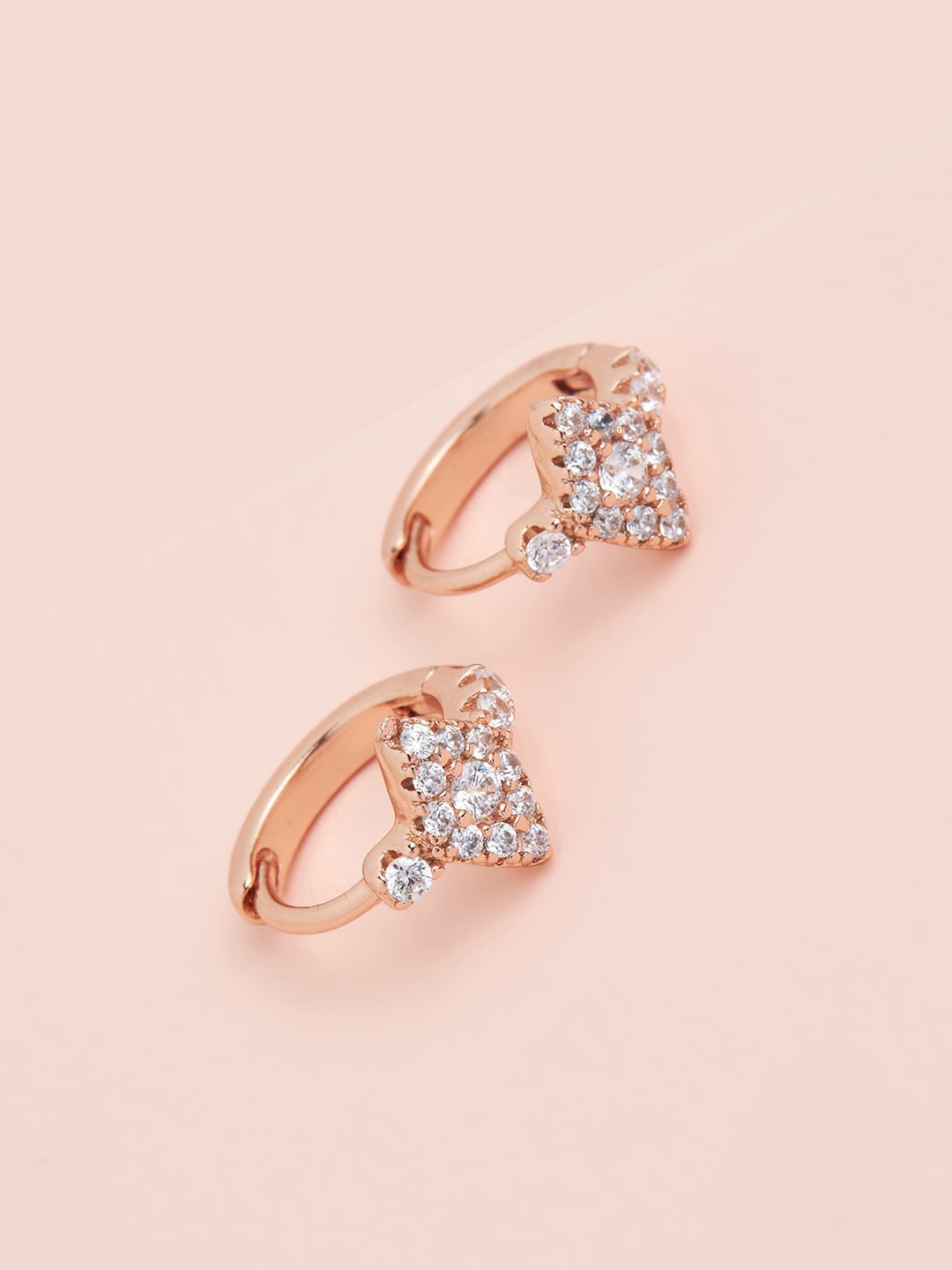 

Kushal's Fashion Jewellery White Triangular Hoop Earrings