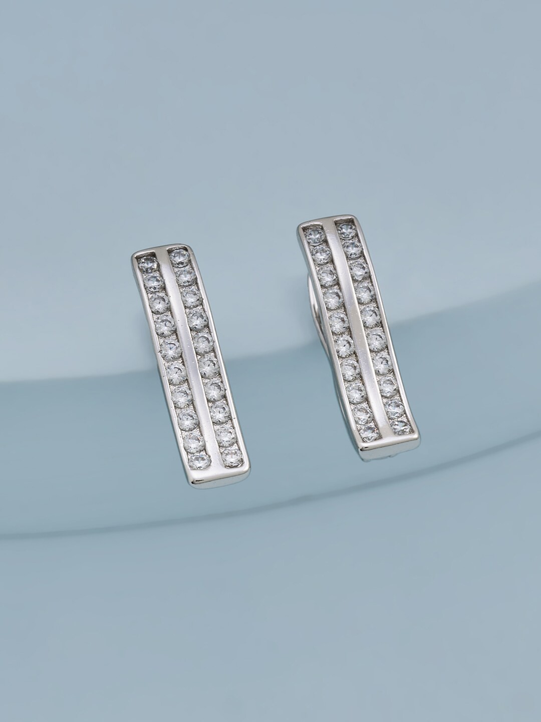 

Kushal's Fashion Jewellery Rhodium-Plated White Contemporary Studs