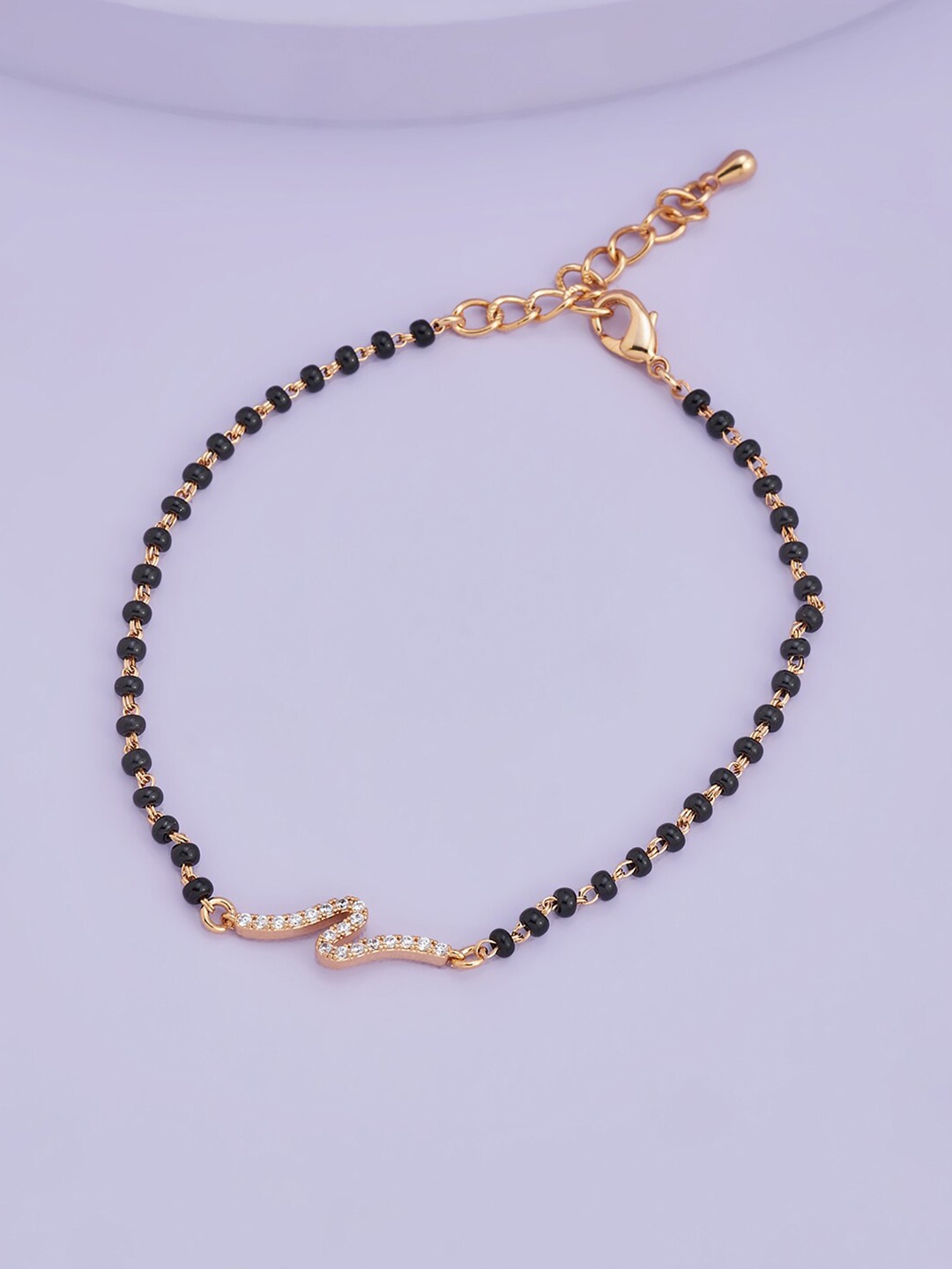 

Kushal's Fashion Jewellery Women Rose Gold & Black Cubic Zirconia Mangalsutra Bracelet