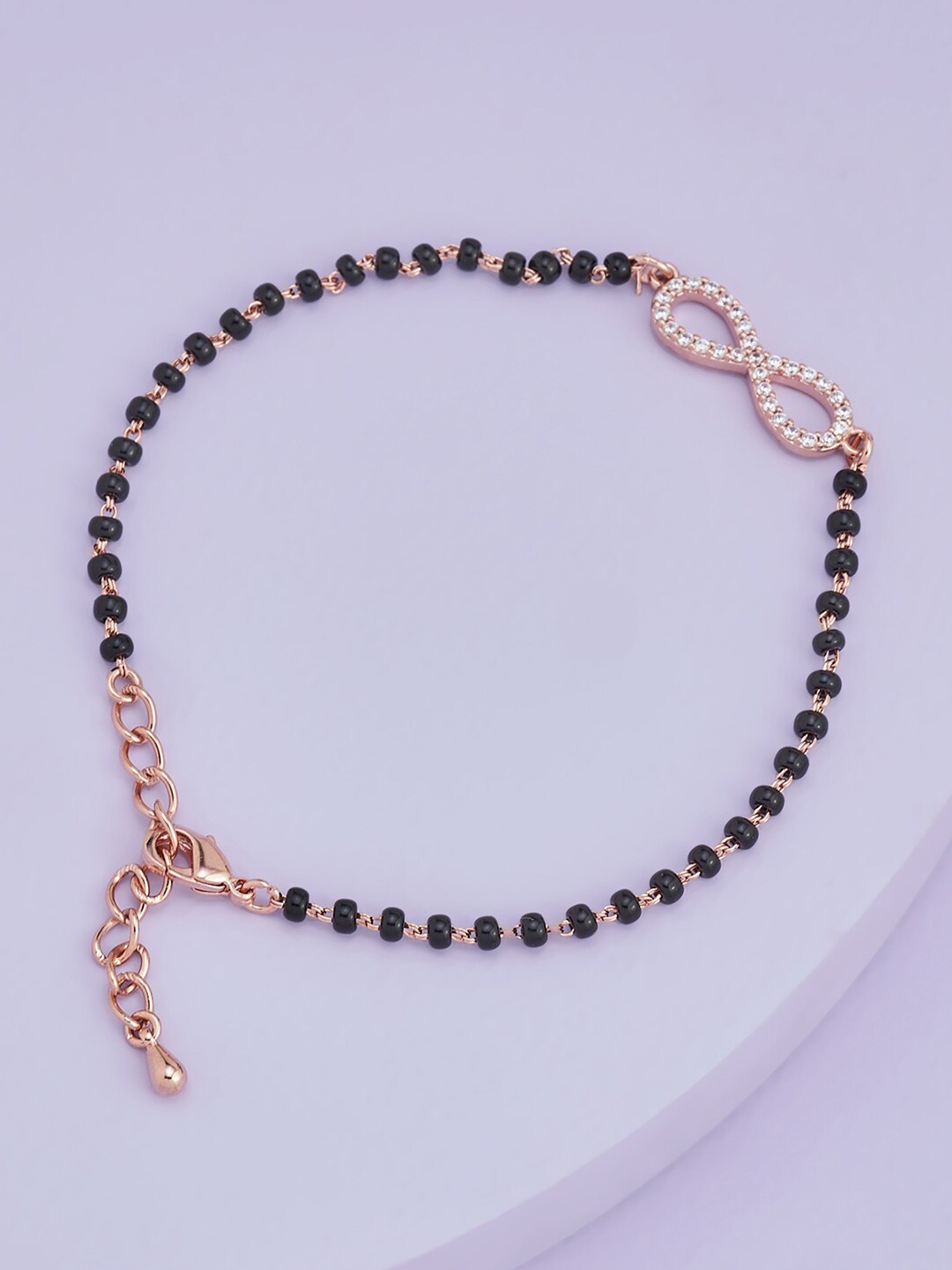 

Kushal's Fashion Jewellery Rose Gold-Plated Black CZ Studded Wraparound Bracelet