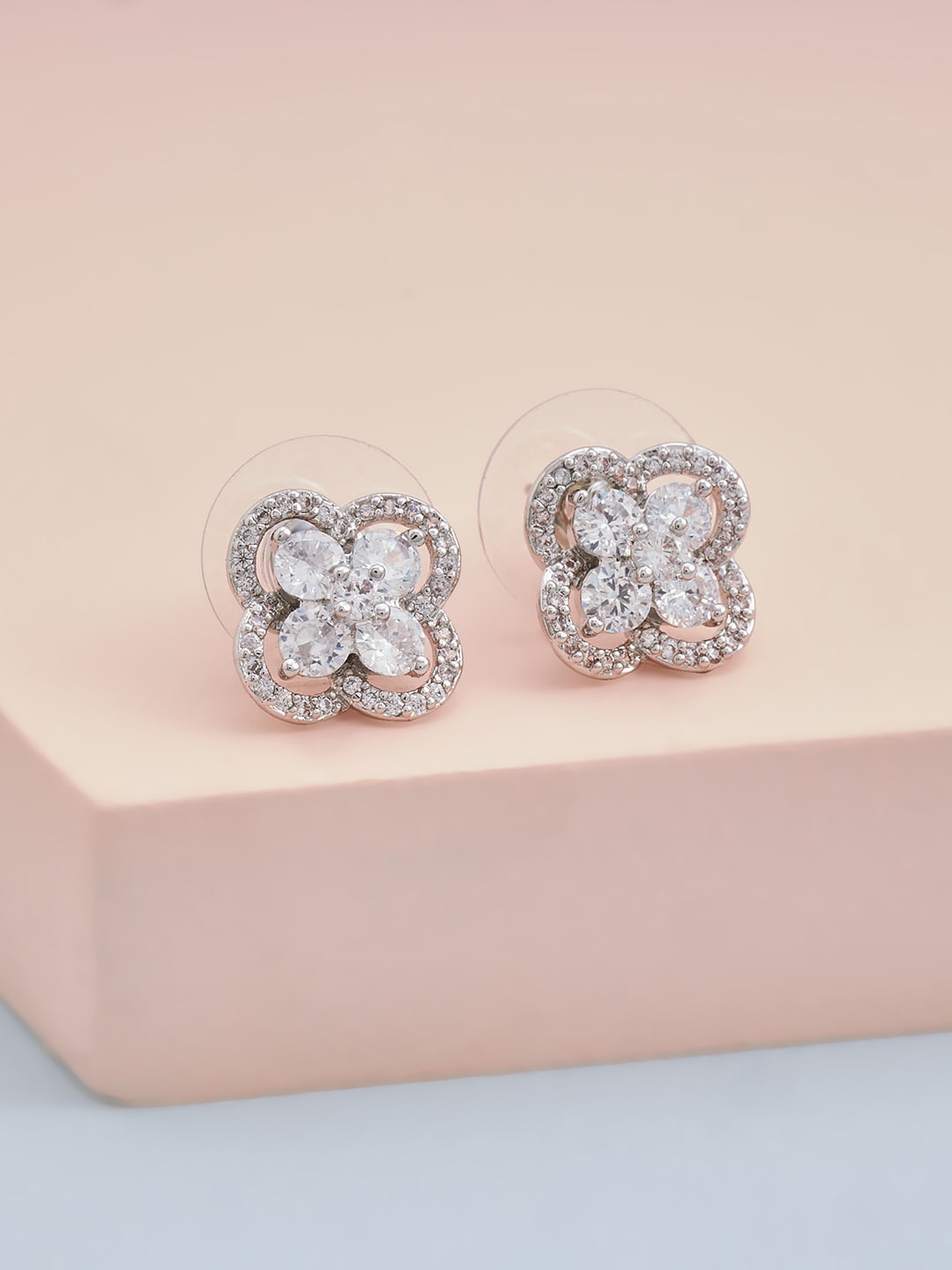 

Kushal's Fashion Jewellery White Floral Studs Earrings