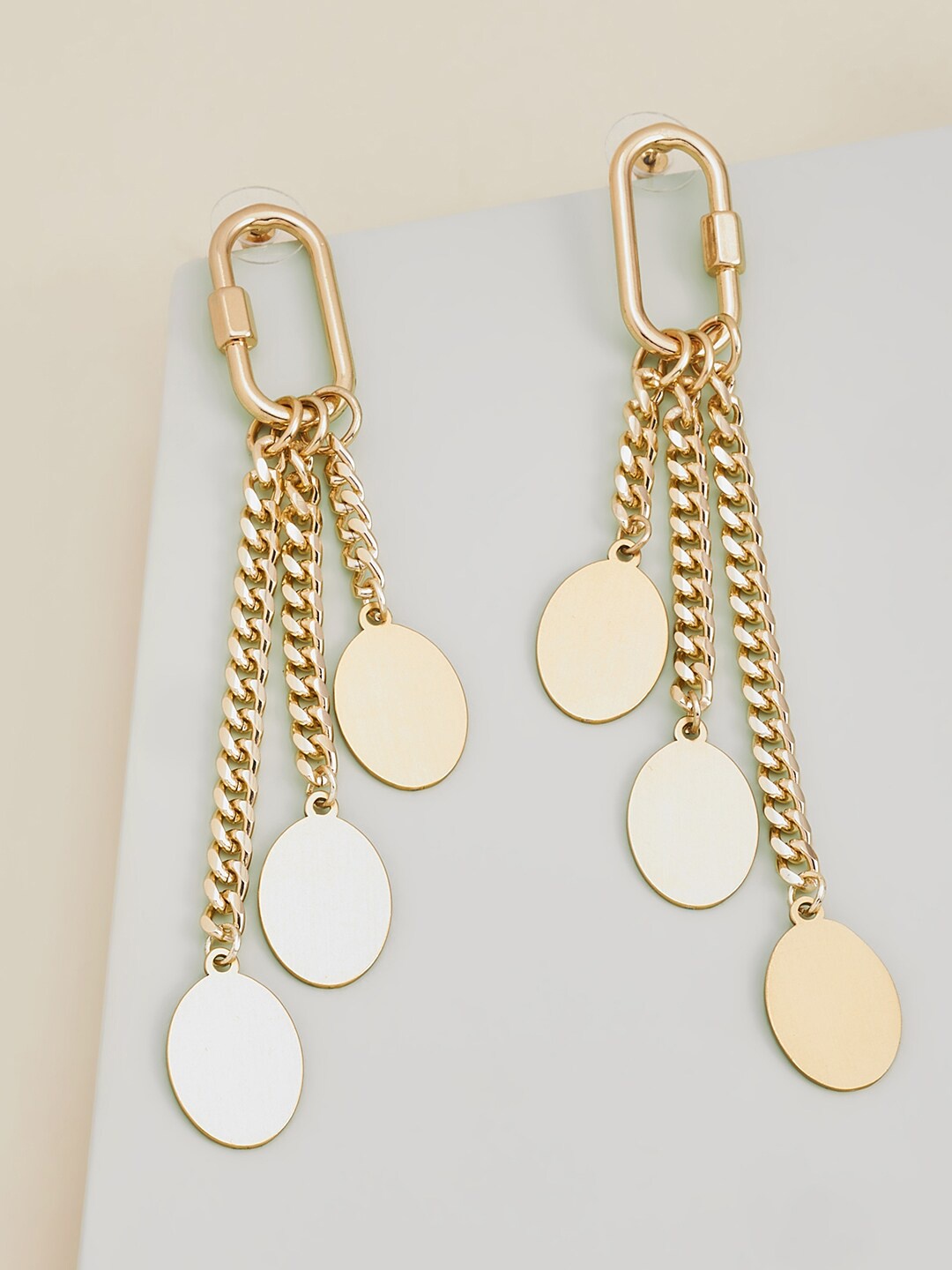 

Kushal's Fashion Jewellery Gold-Toned Contemporary Drop Earrings