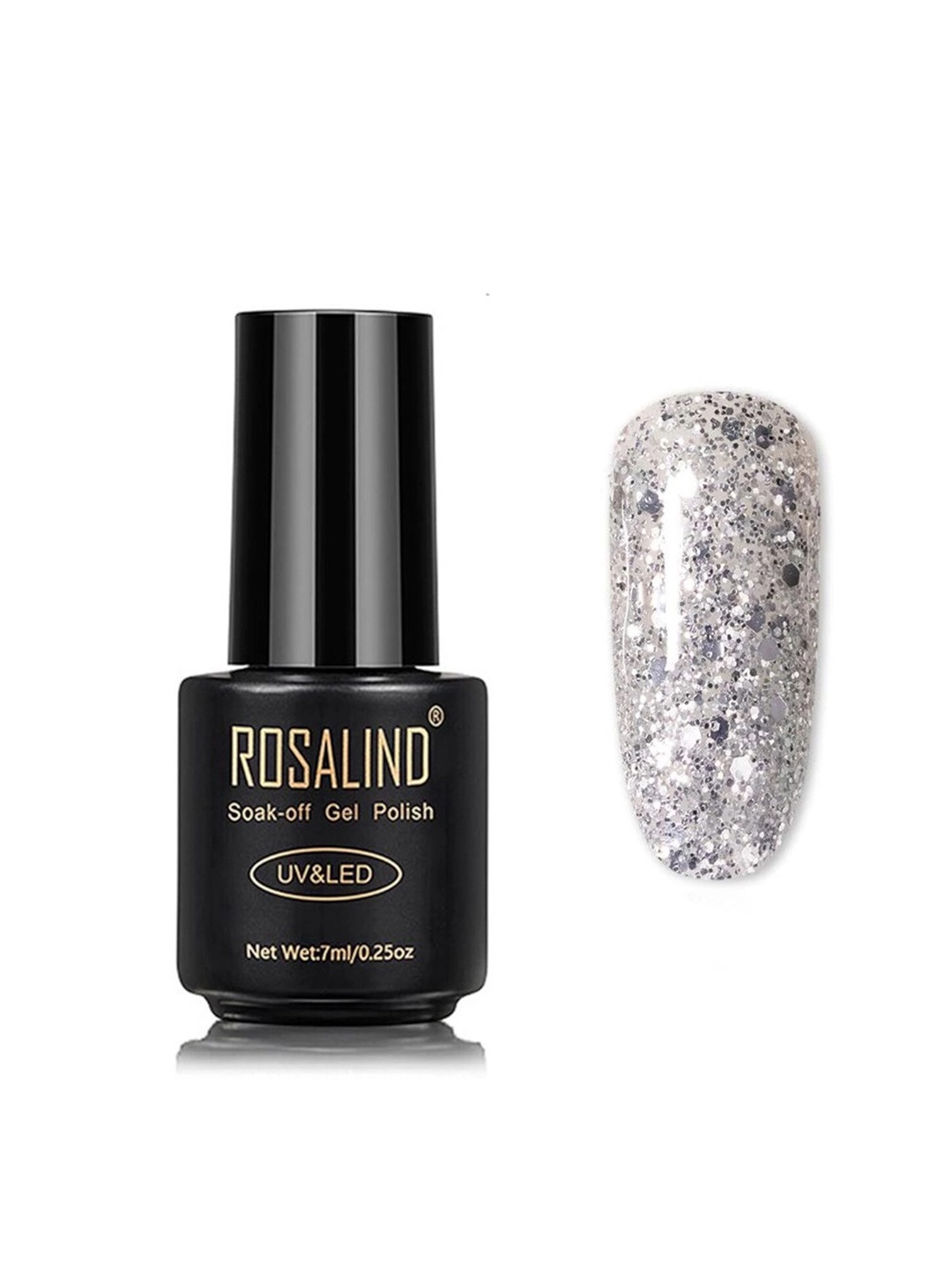 

ROSALIND Long Lasting UV LED Soak-Off Gel Nail Polish - Shade W12, Silver