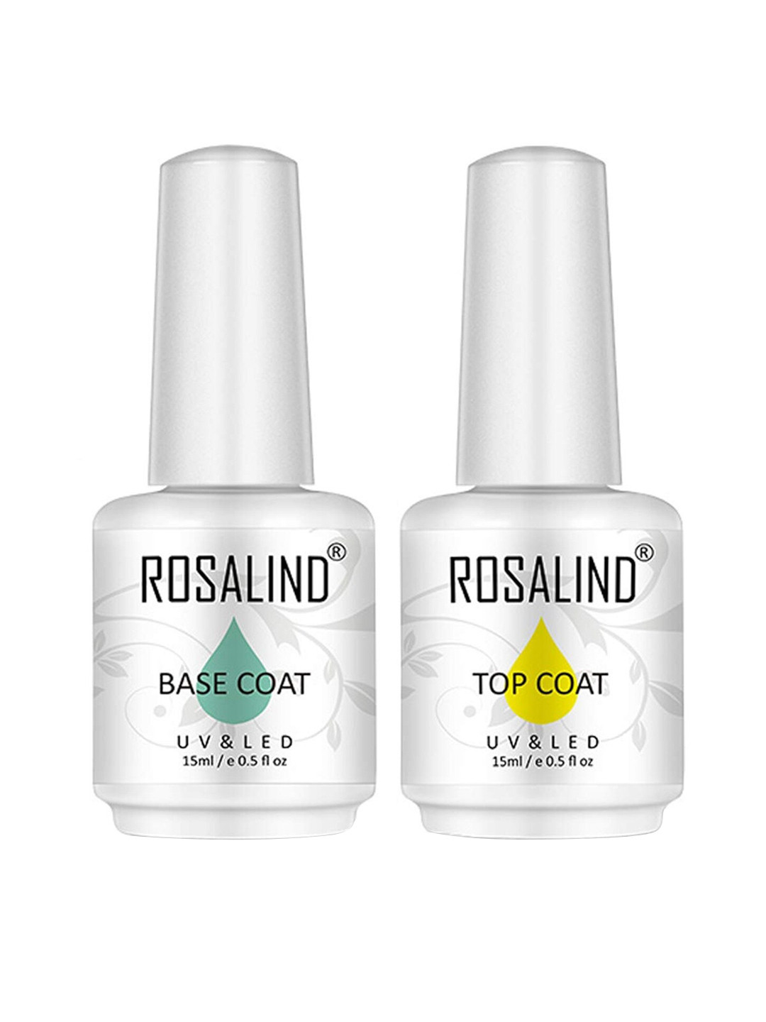 

ROSALIND Set of Top Coat & Base Coat Gel Nail Polishes - 15 ml Each, Transparent