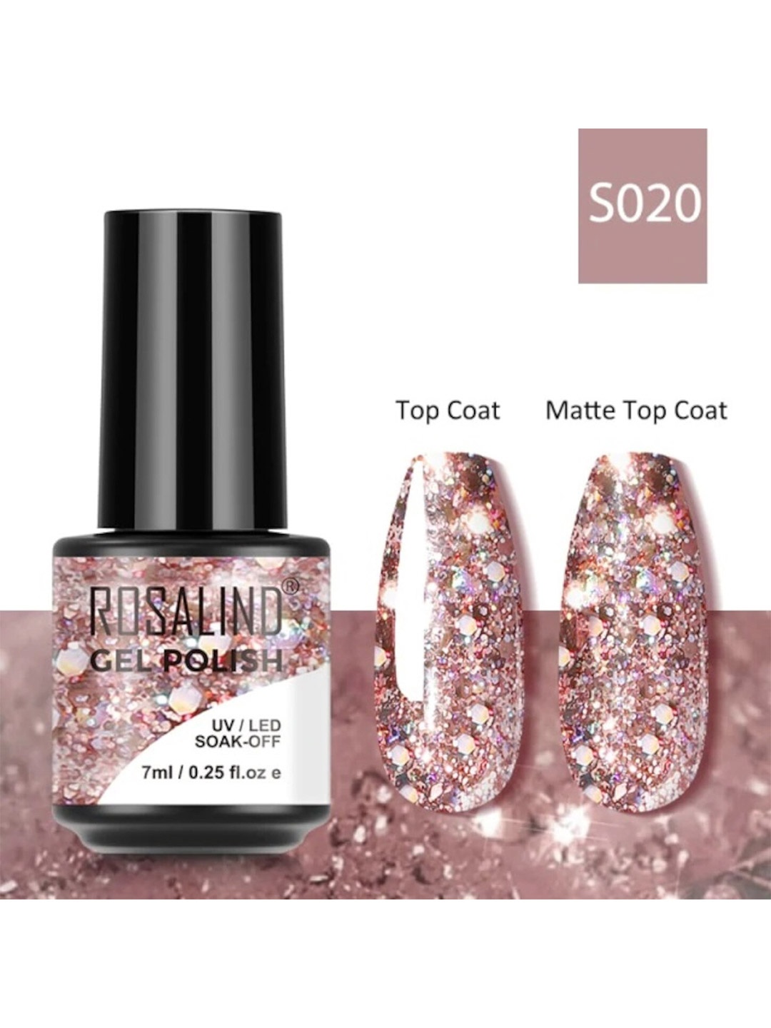 

ROSALIND Long Lasting UV LED Soak-Off Gel Nail Polish - Shade S020, Rose gold