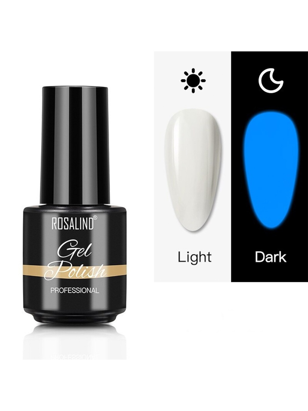 

ROSALIND Long Lasting Glow-In-The-Dark UV LED Soak-Off Gel Nail Polish - Shade B072, White