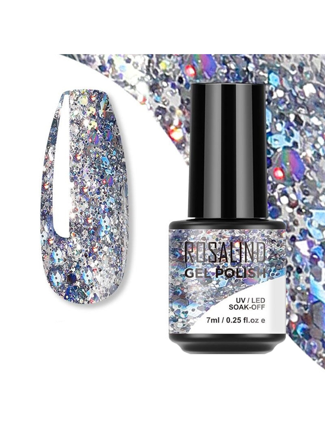 

ROSALIND Long Lasting UV LED Soak-Off Gel Nail Polish - Shade S032, Silver