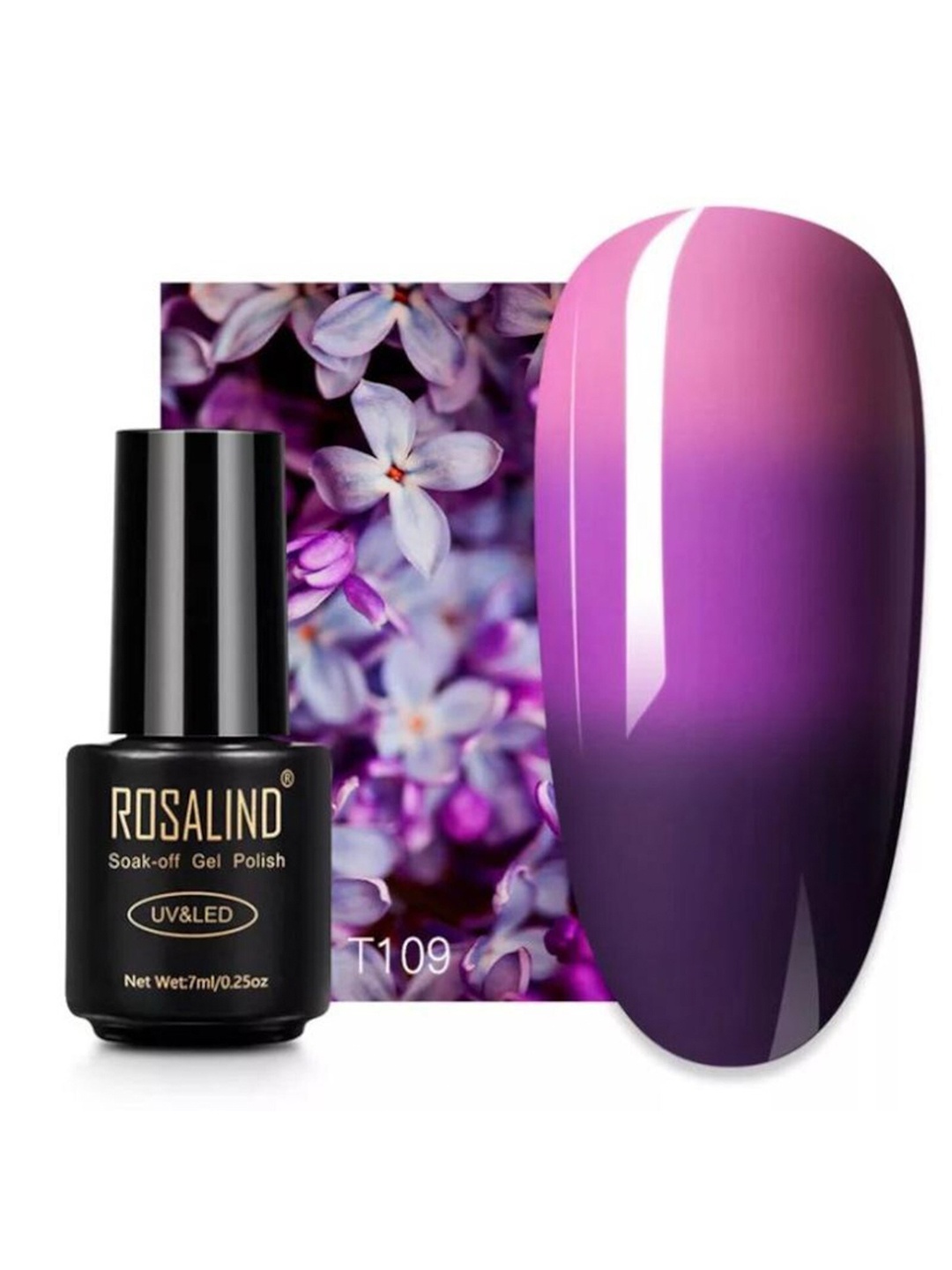 

ROSALIND Long Lasting Colour-Changing UV LED Soak-Off Gel Nail Polish - Shade T109, Pink