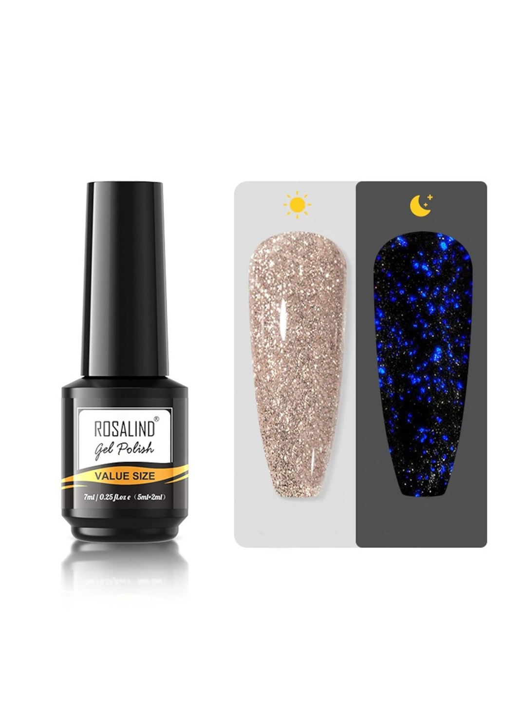 

ROSALIND Long Lasting Glow-In-The-Dark UV LED Soak-Off Gel Nail Polish - Shade JL144, Gold