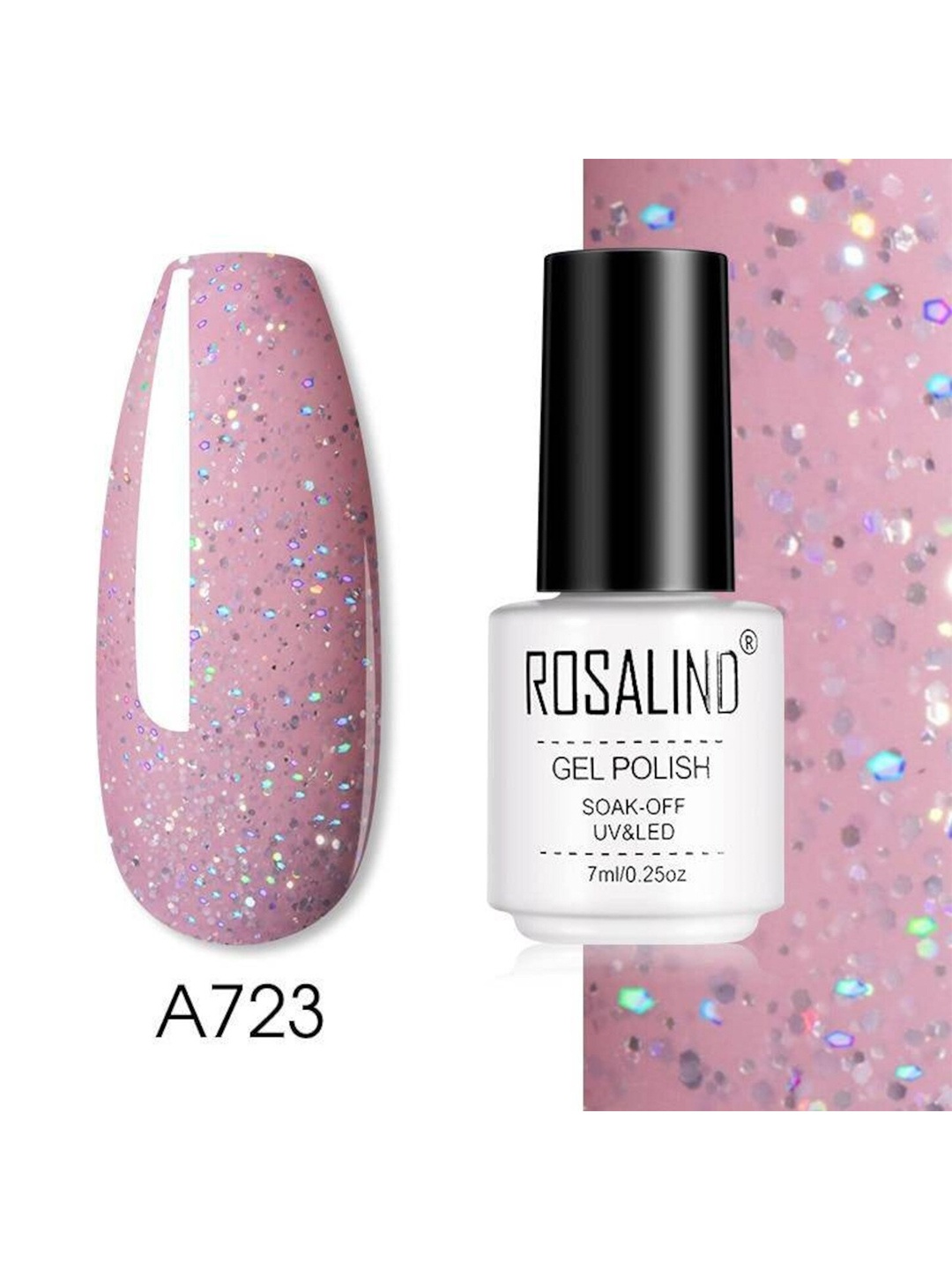 

ROSALIND Soak-Off UV & LED Gel Nail Polish 7 ml - A723, Pink