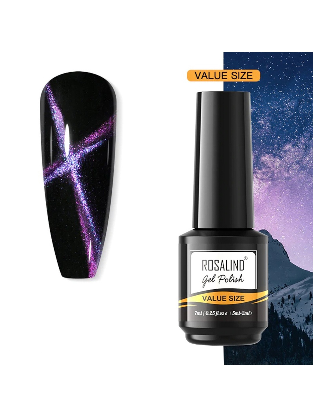

ROSALIND Value Size UV LED Gel Nail Polish 7 ml - JL147, Black