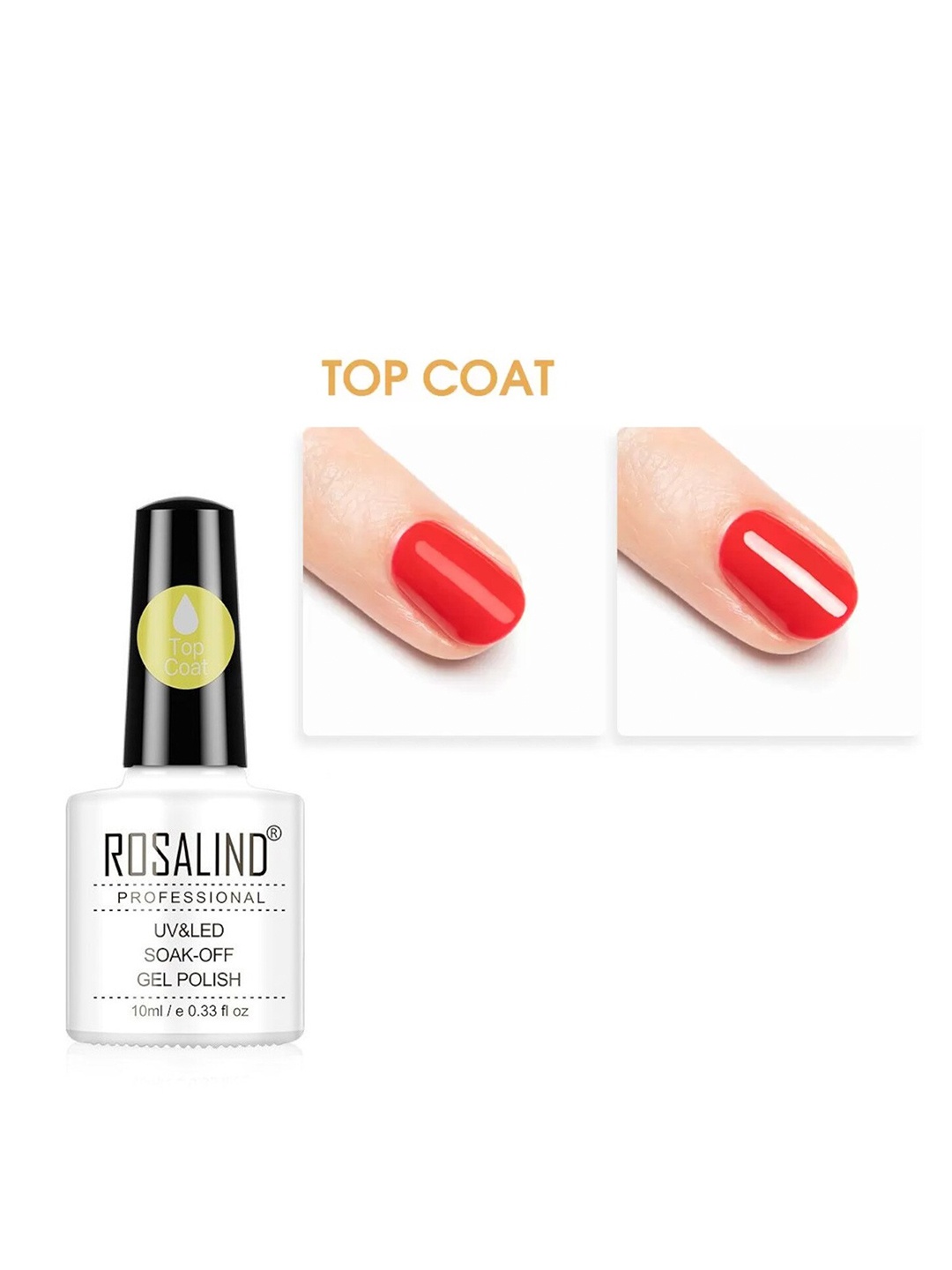 

ROSALIND Top Coat Semi Permanent Gel Nail Polish Gel Lacquer 10ml, Transparent