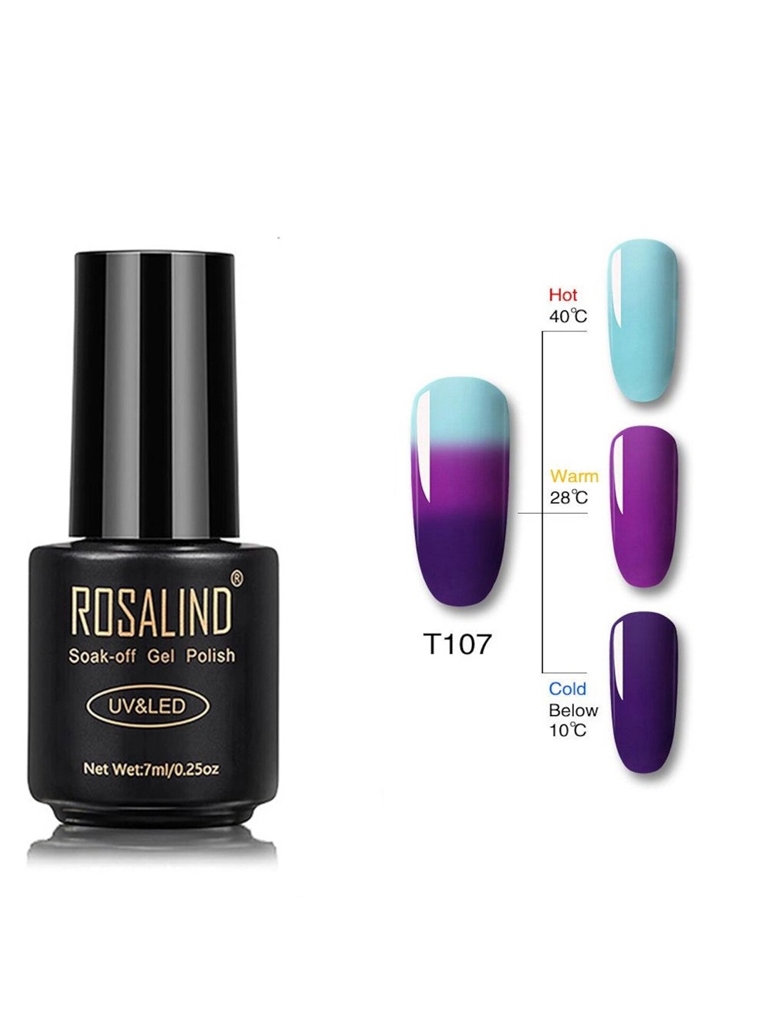 

ROSALIND UV LED Soak-Off Gel Nail Polish - Shade T107, Purple