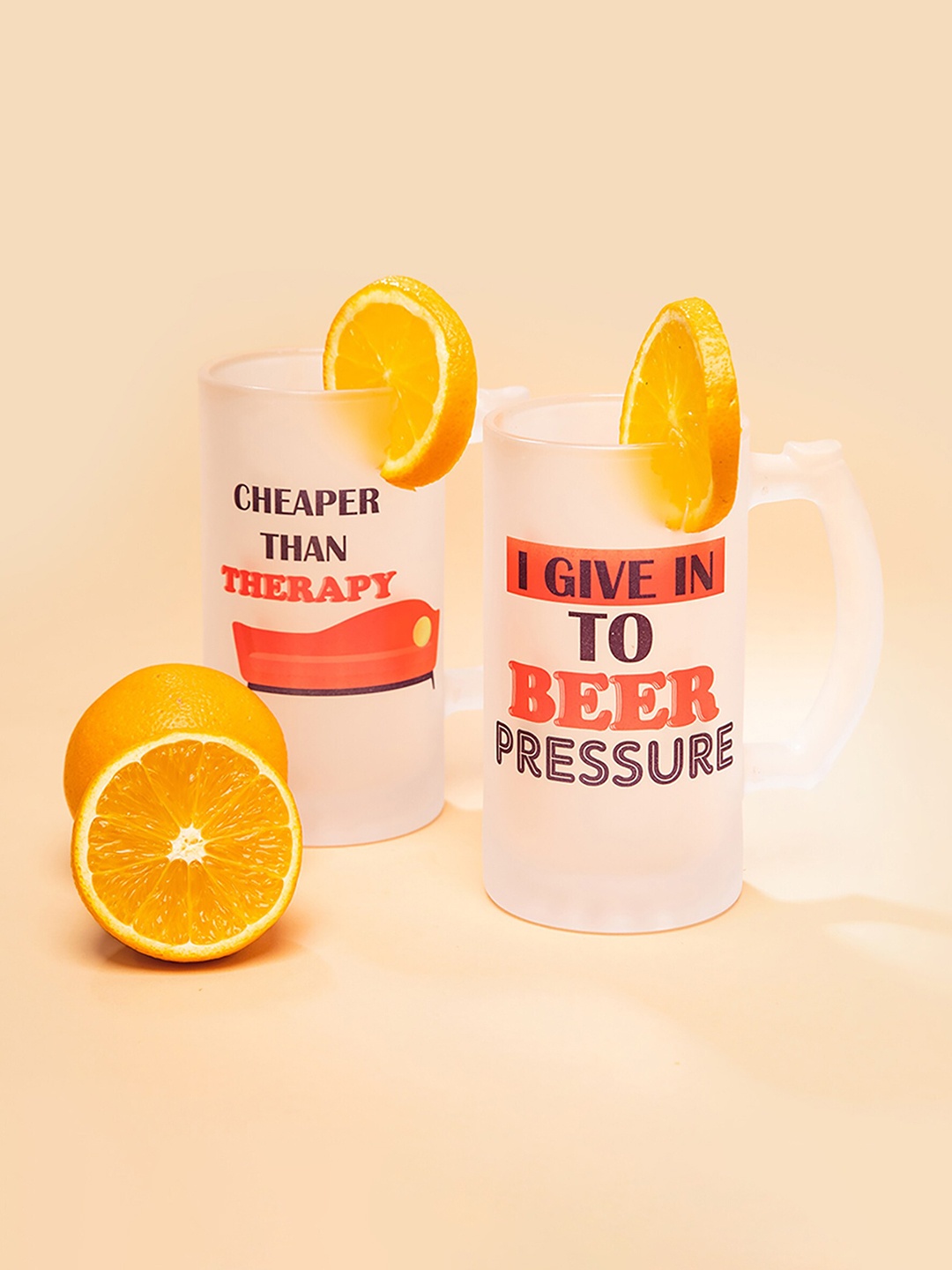 

MensXP Set Of 2 Transparent Printed Beer Mug 500 ml
