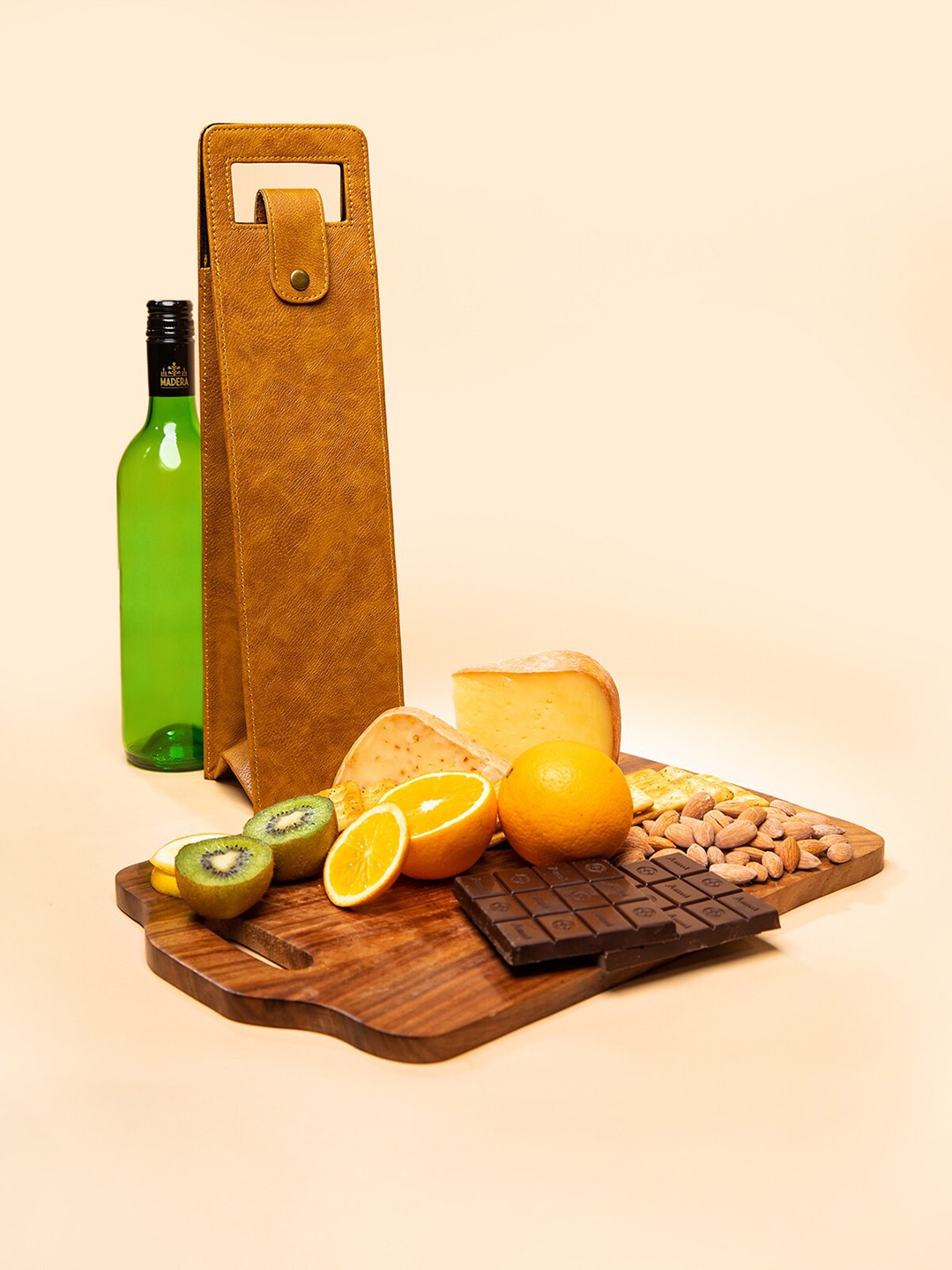 

MensXP Tan-Brown Solid Wine Bag