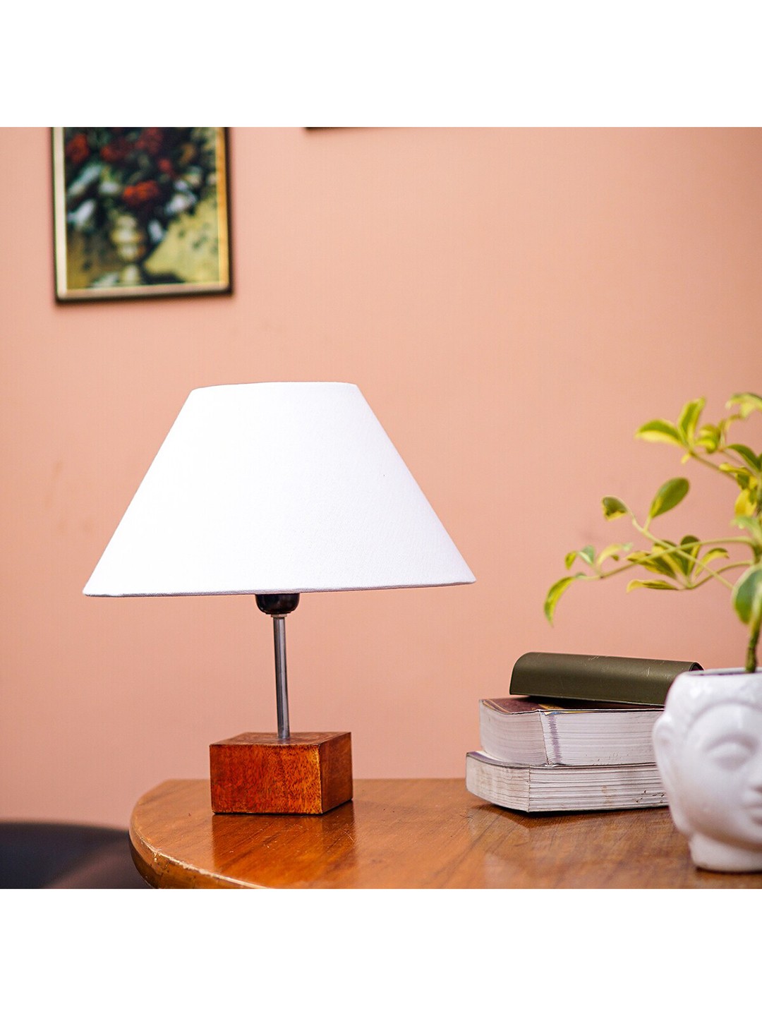 

Pinecraft INTERNATIONAL White Table Lamp With Shade, Brown