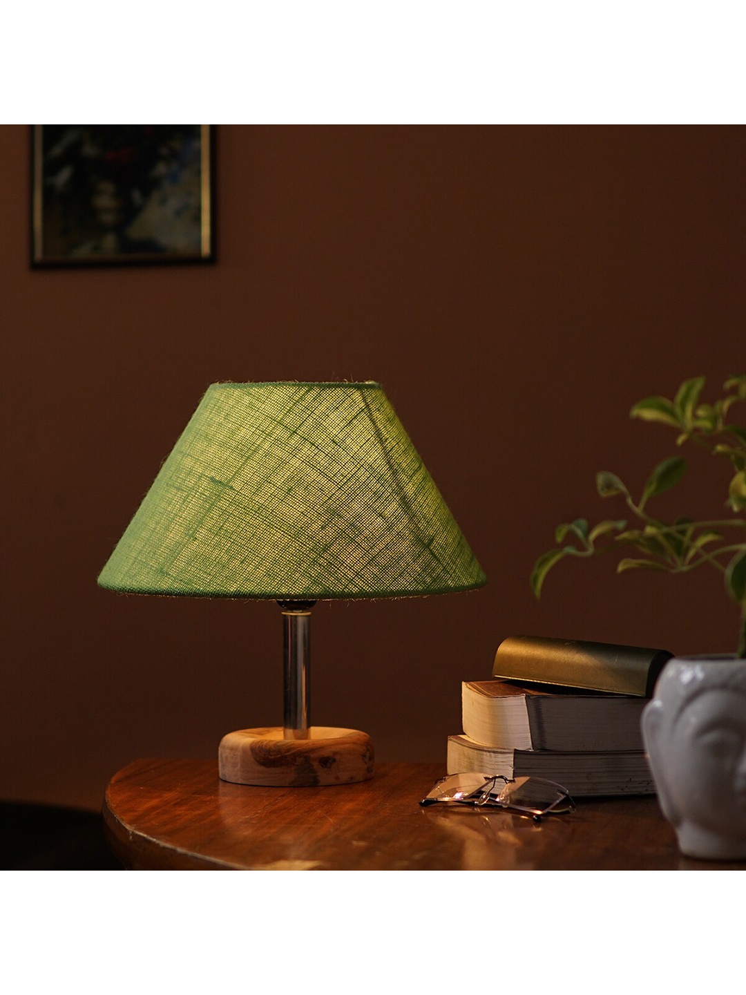 

Pinecraft INTERNATIONAL Green Edra Table Lamp With Frustum Shade