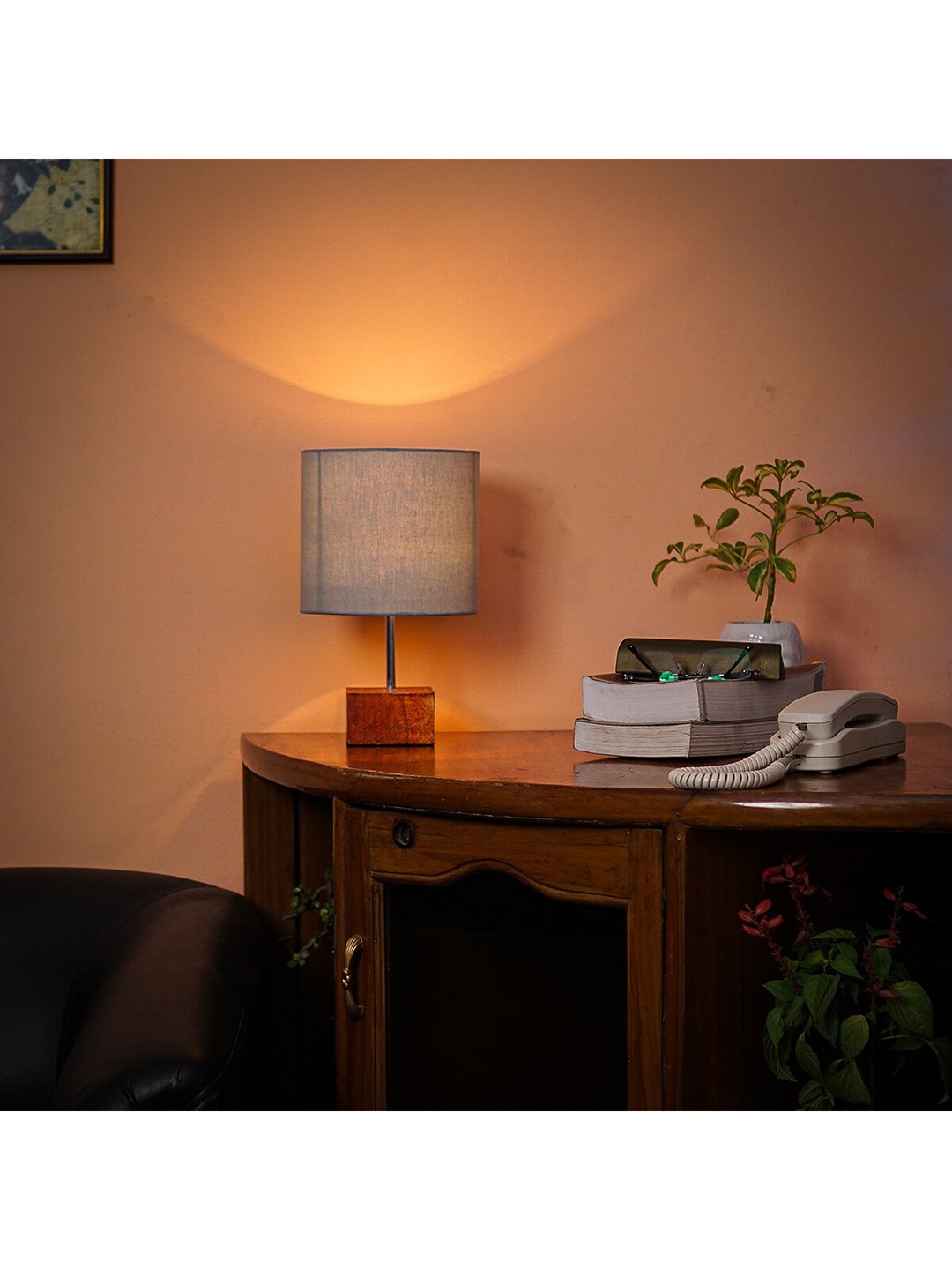 

Pinecraft INTERNATIONAL Grey Ema Table Lamp with Cotton Shade