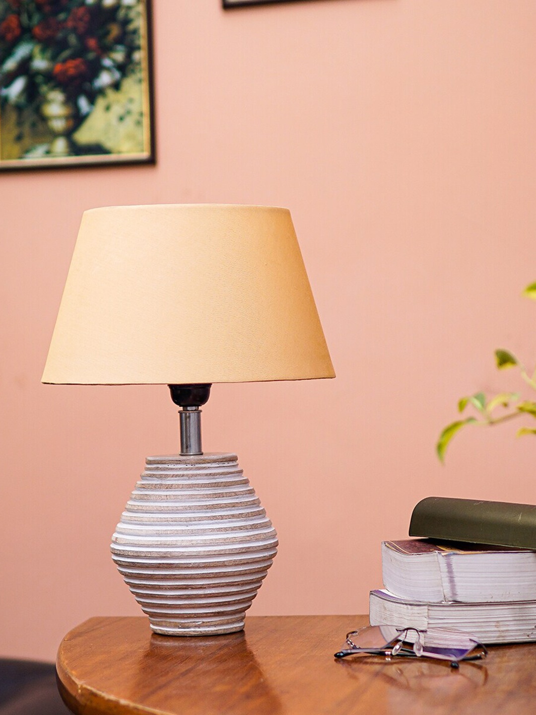 

Pinecraft INTERNATIONAL White Atury Table Lamp With Frustum Shade