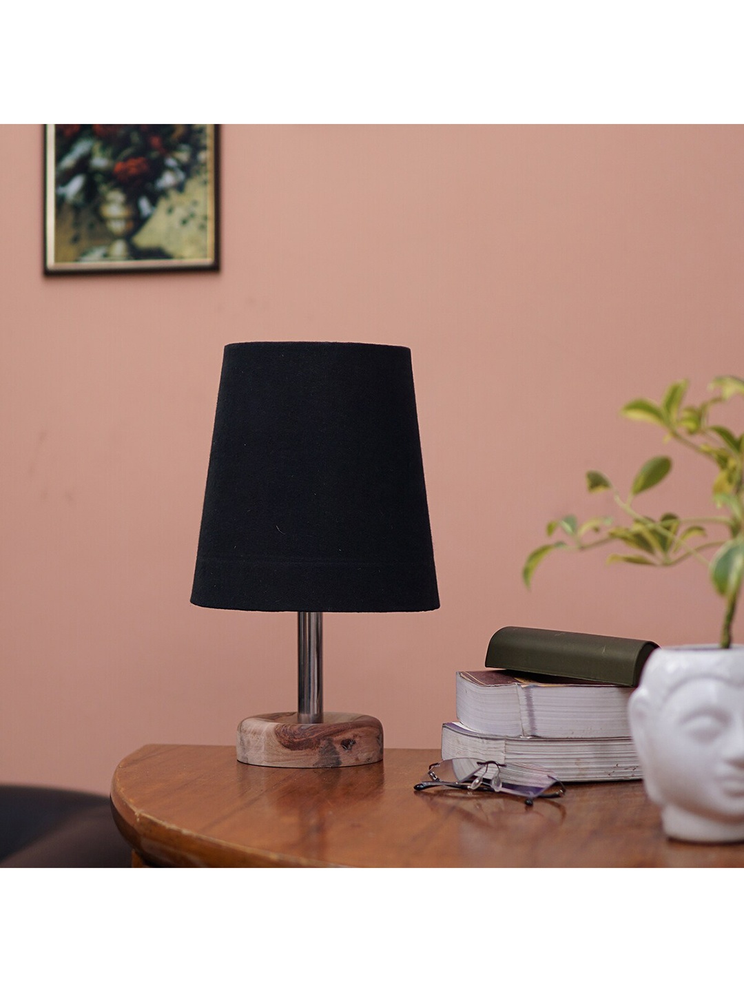 

Pinecraft INTERNATIONAL Brown Edra Table Lamp with Black Shade