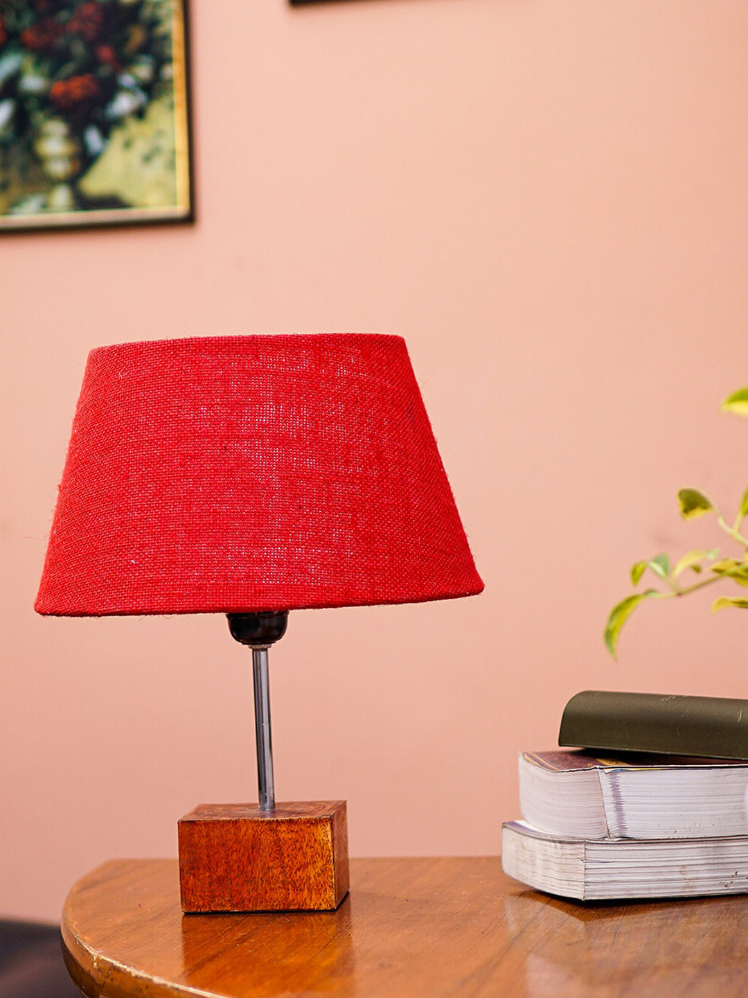 

Pinecraft INTERNATIONAL Red Solid Table Lamp with Shade