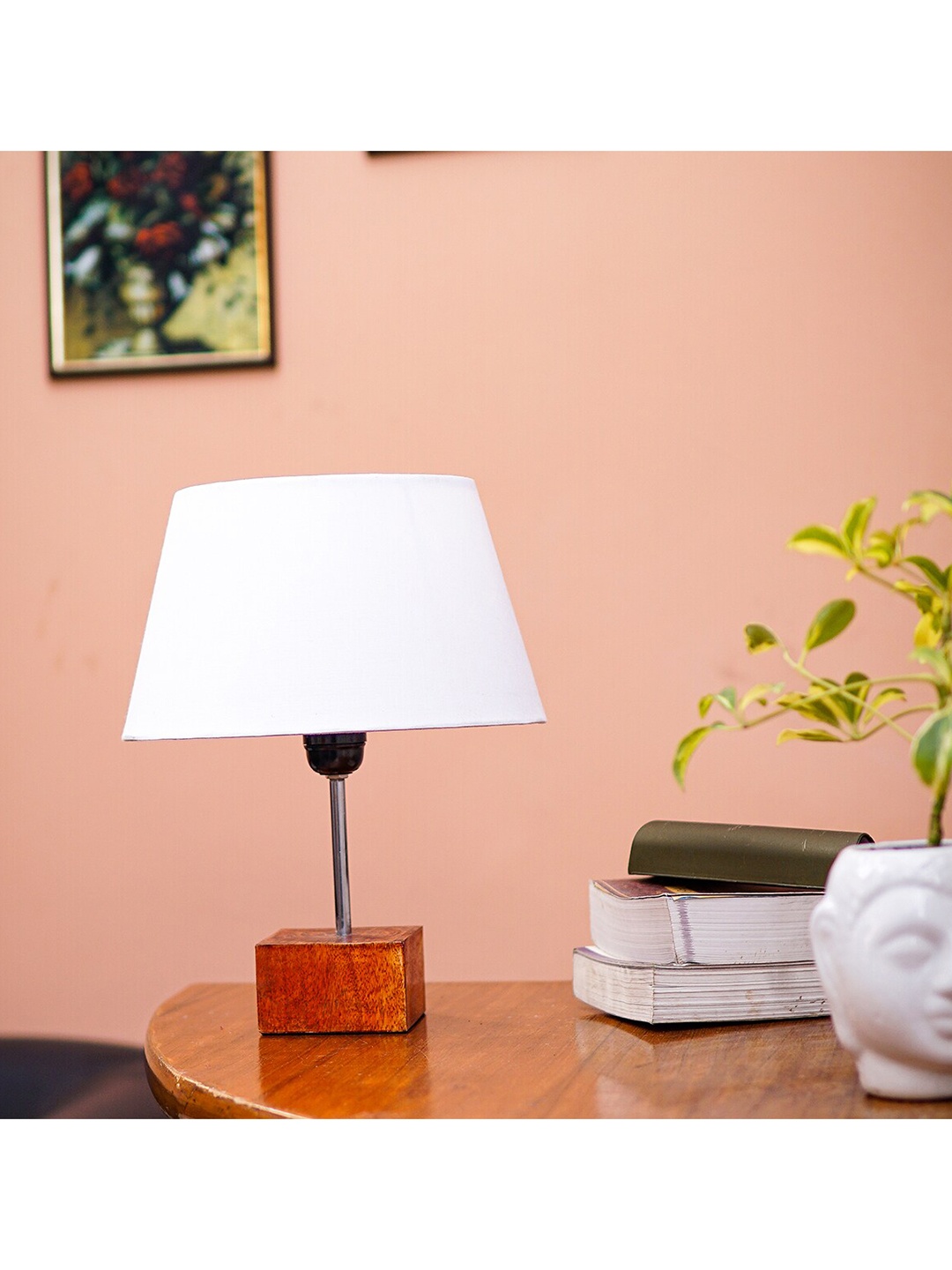 

Pinecraft INTERNATIONAL Brown Ema Table Lamp with White Shade