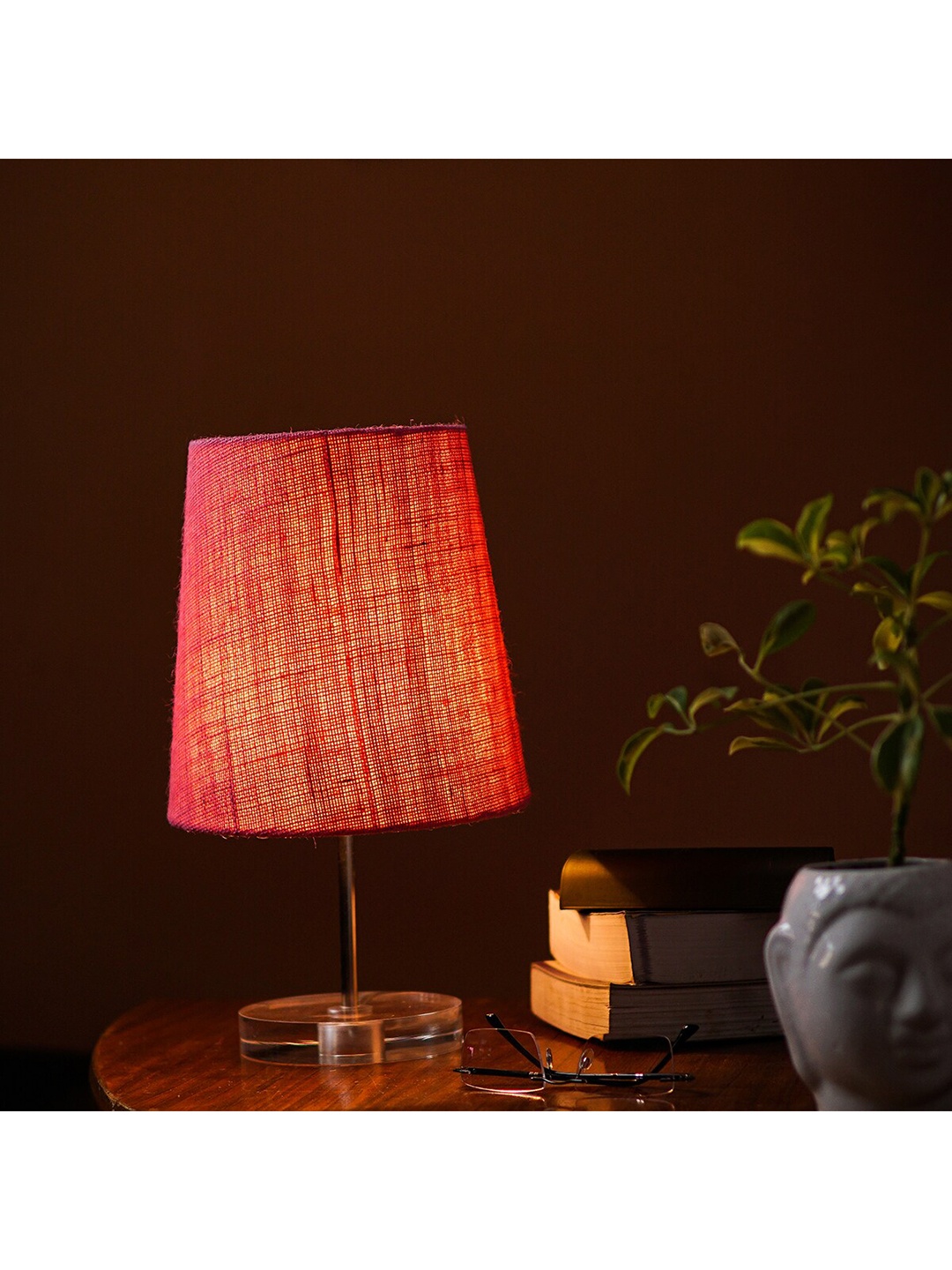 

Pinecraft INTERNATIONAL Transparent & Pink Table Lamp with Shade