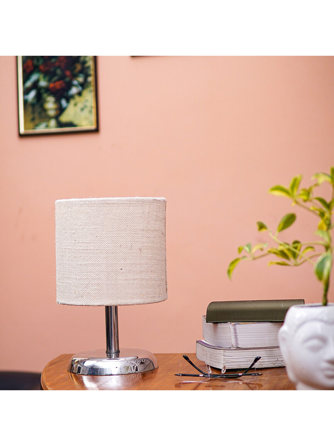 

Pinecraft INTERNATIONAL Steel & Beige Table Lamp with Shade