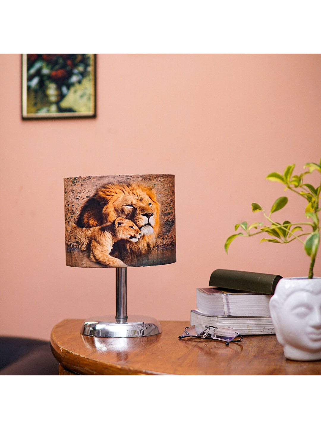 

Pinecraft INTERNATIONAL Multicoloured Printed Levi Table Lamp With Shade, Multi