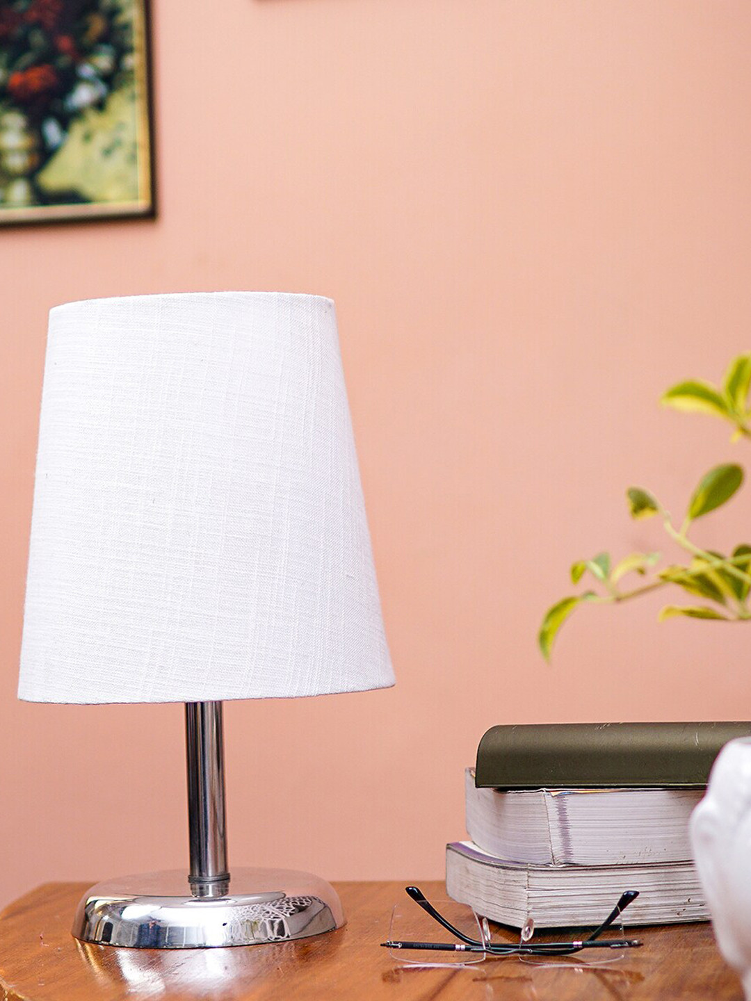 

Pinecraft INTERNATIONAL Steel & White Table Lamp with Shade