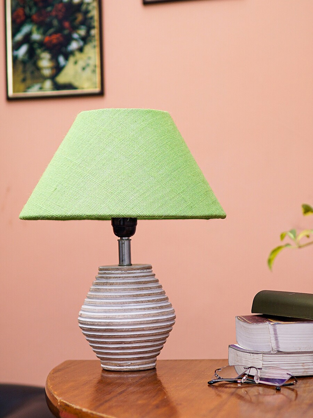 

Pinecraft INTERNATIONAL Green Atury Table Lamp With Frustum Shade