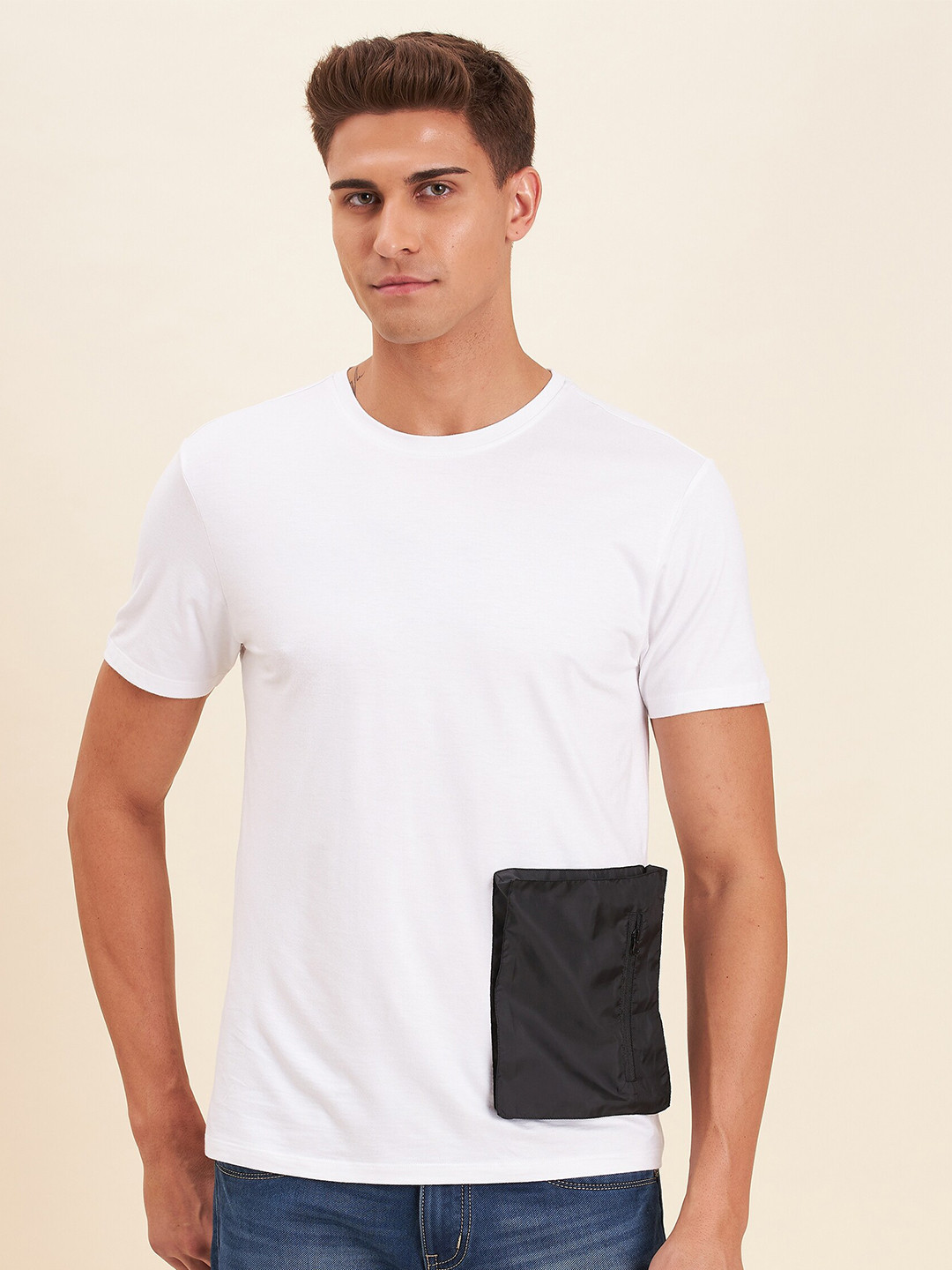 

MASCLN SASSAFRAS Men White Box Pocket T-Shirt