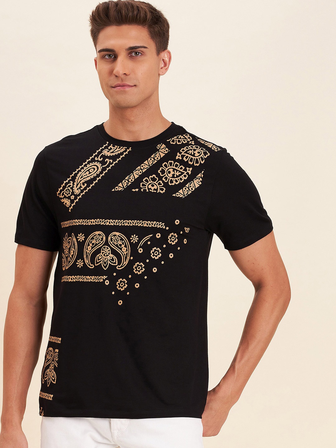 

MASCLN SASSAFRAS Men Black Printed T-shirt