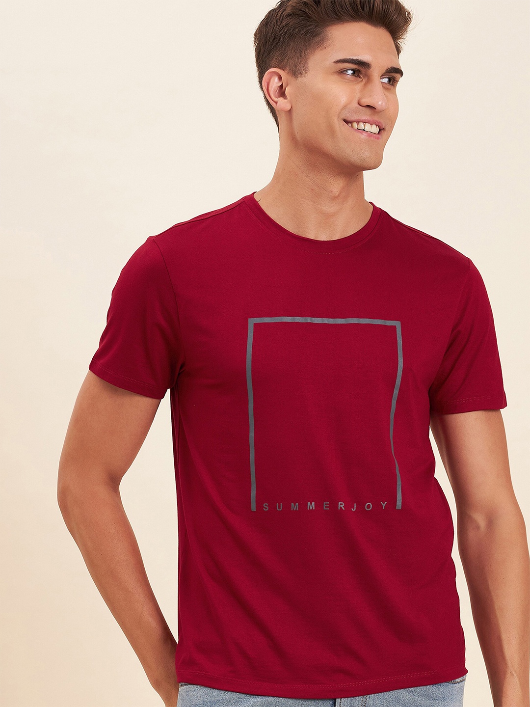 

MASCLN SASSAFRAS Men Red Printed T-shirt