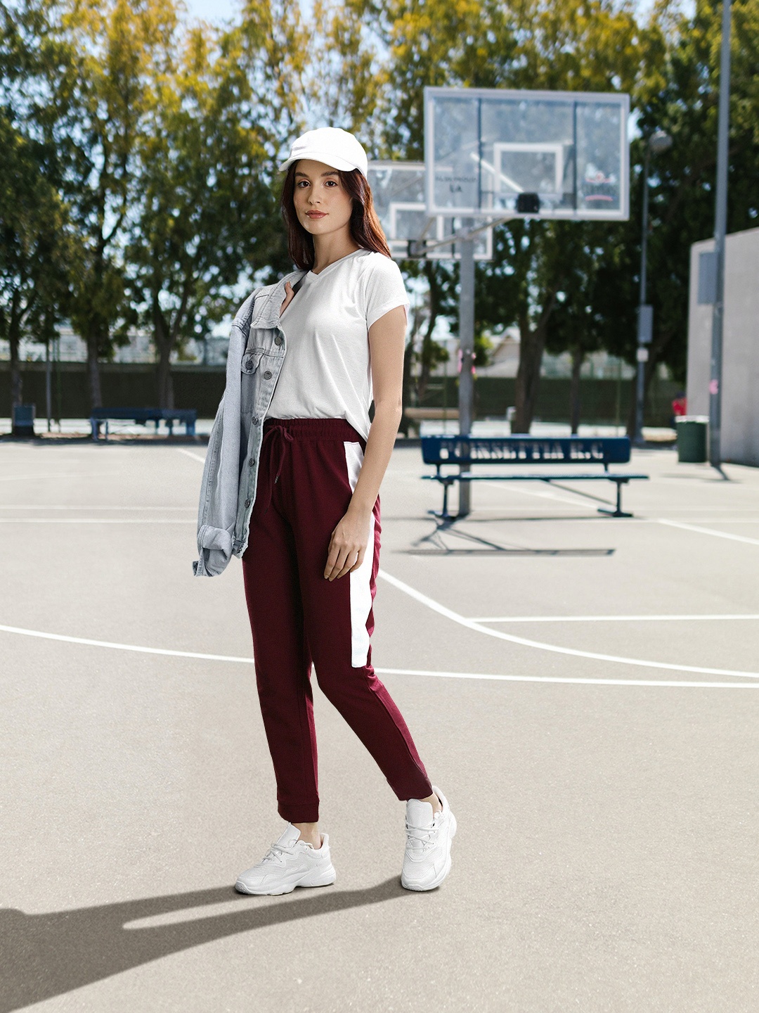 

Harvard Women Burgundy Side Striped Joggers