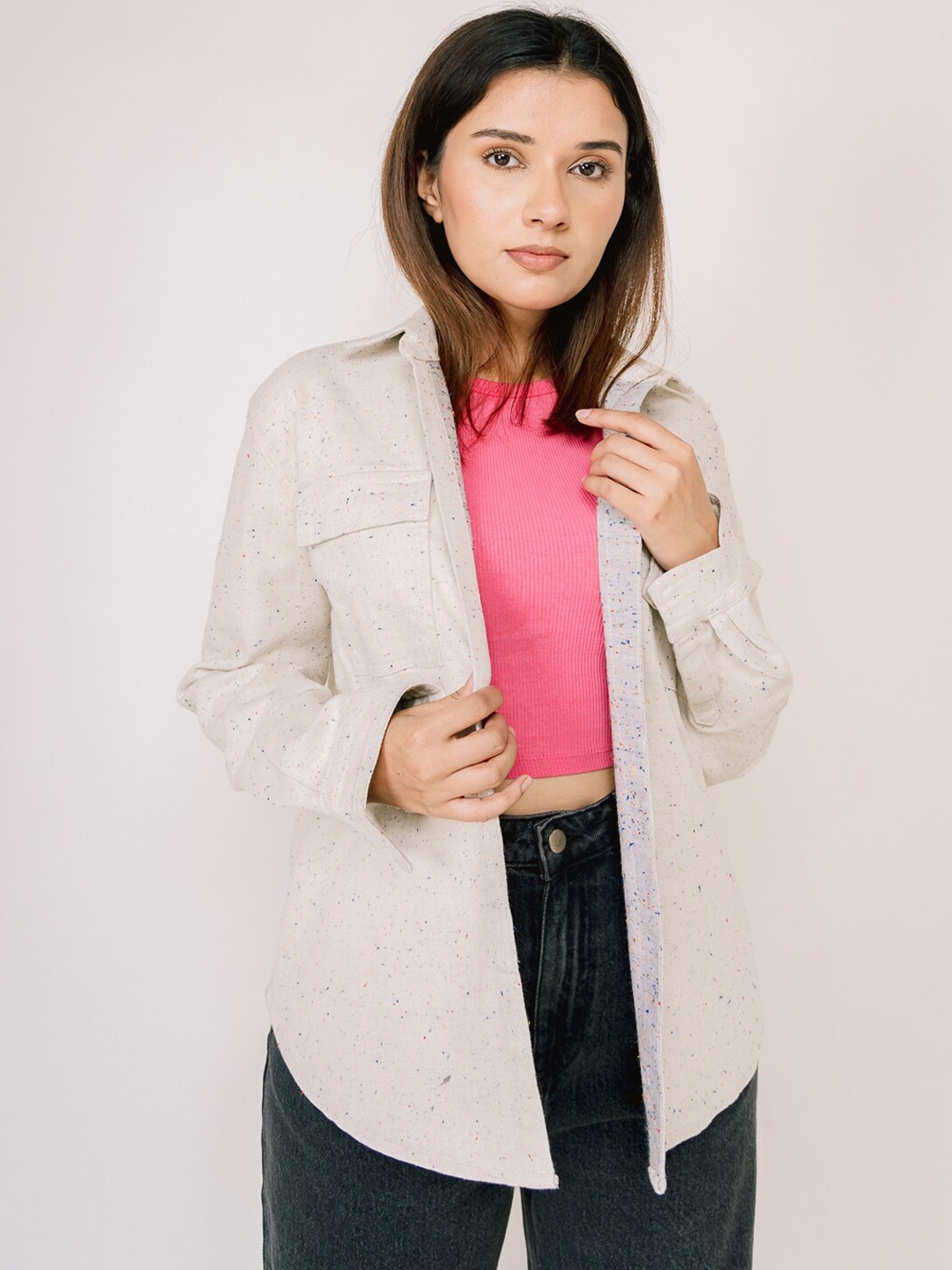 

FREAKINS Women Grey Solid Jacket