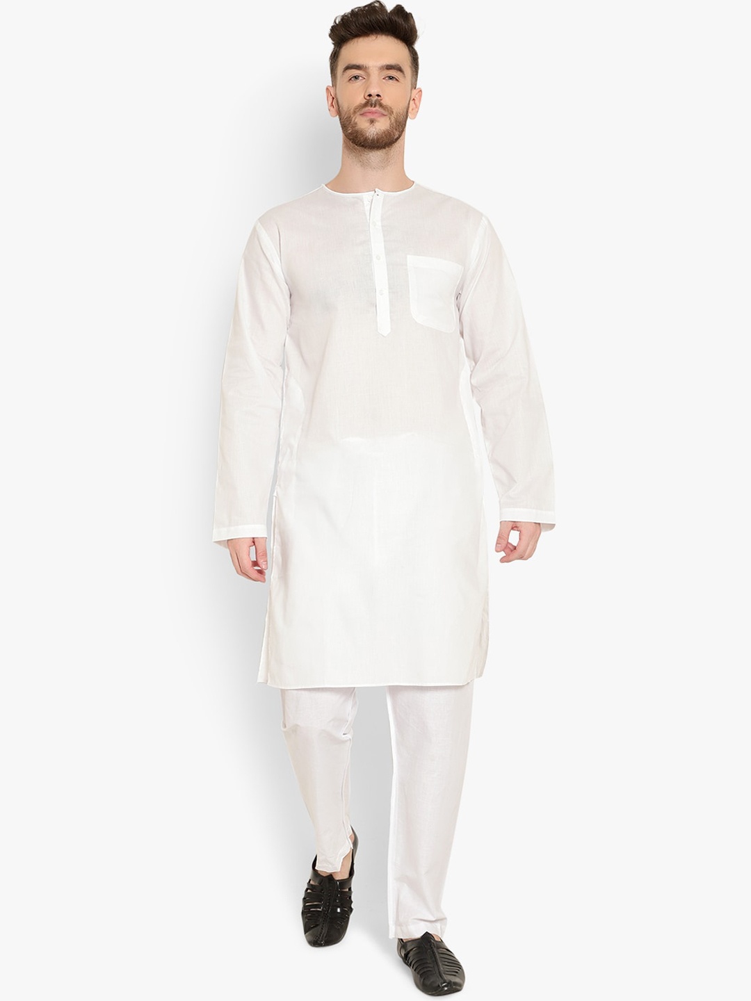 

Latest Chikan Garments Men Straight Kurta, White