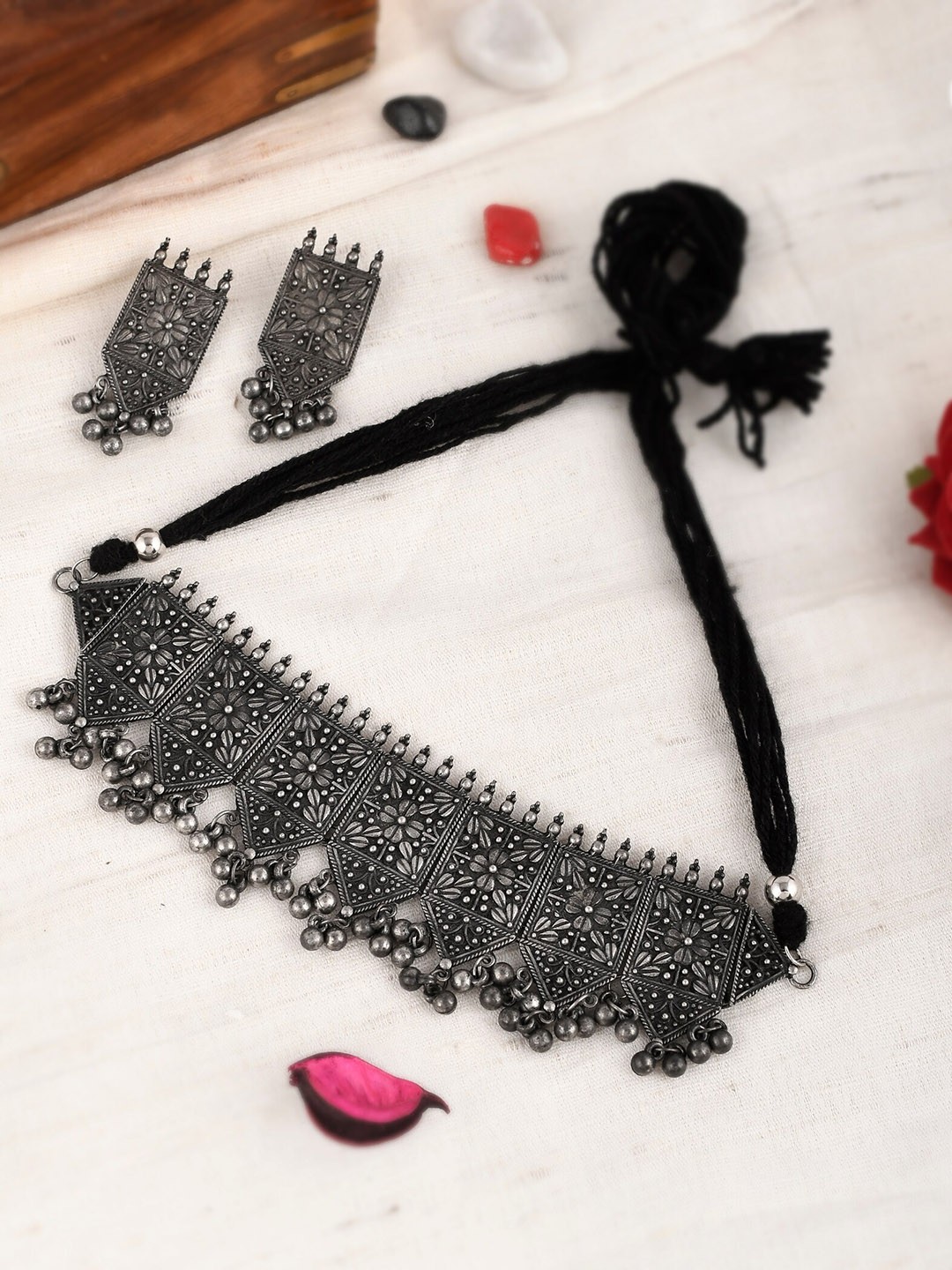 

Shoshaa Silver-Plated & Design Detailed Jewellery Set