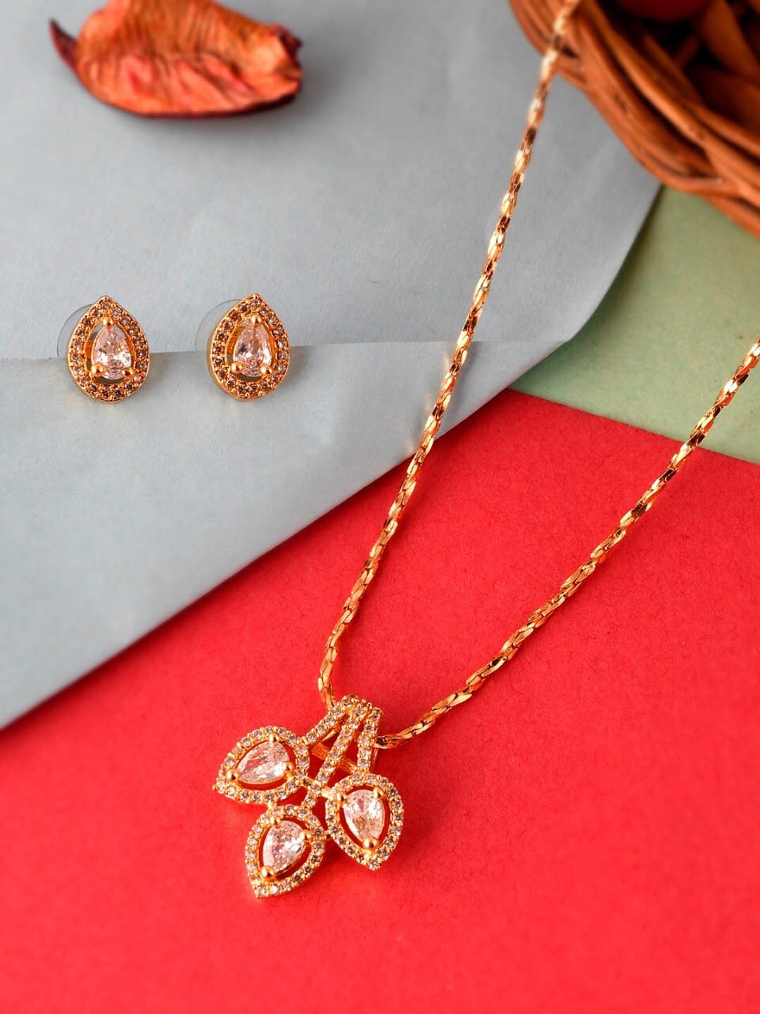 

Shoshaa Gold-Plated White AD-Studded Handcrafted Jewellery Set