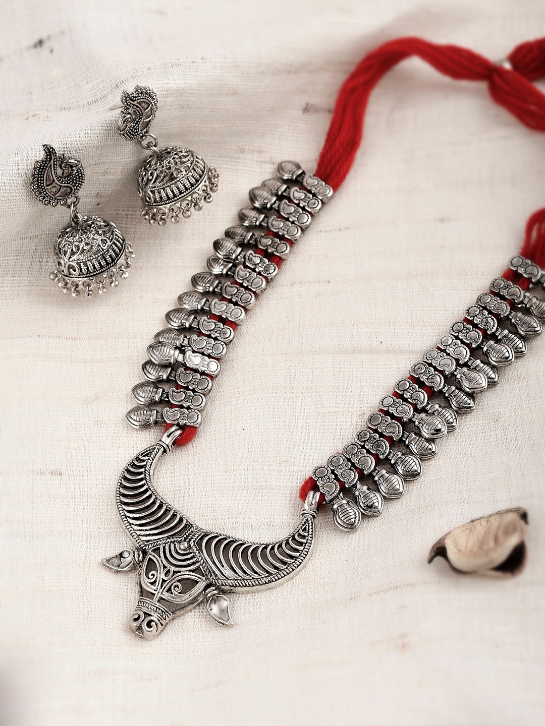 

Shoshaa Silver-Plated Oxidised Jewellery Set