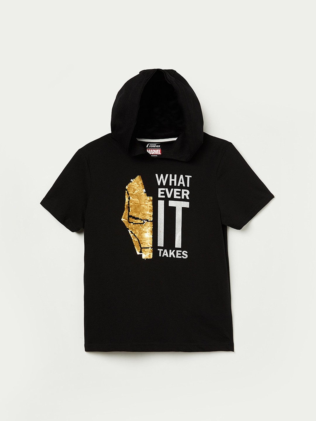 

Fame Forever by Lifestyle Boys Black Printed Pure Cotton Applique T-shirt